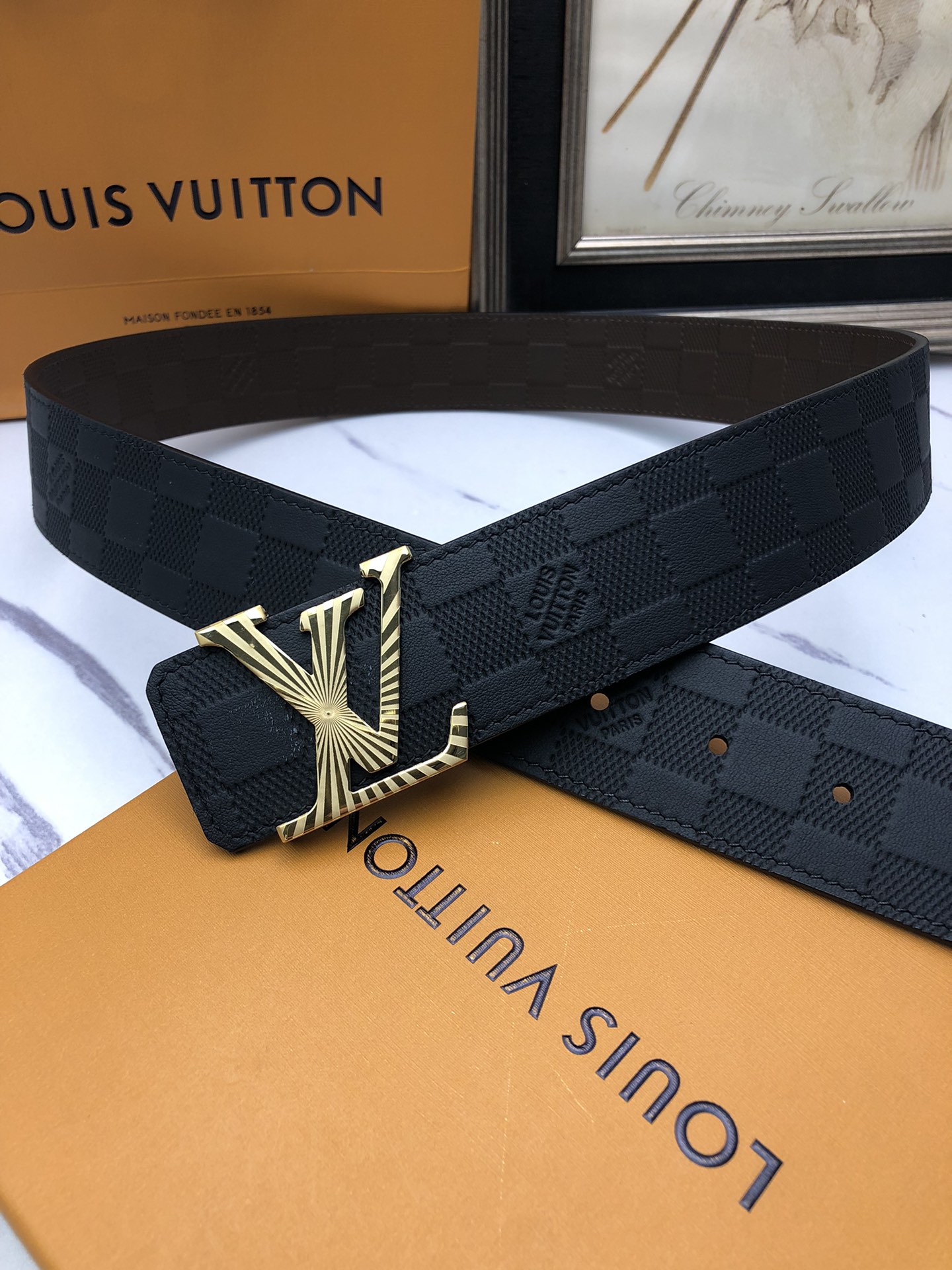 Louis Vuitton Basic Belt Top Grain Leather Black L