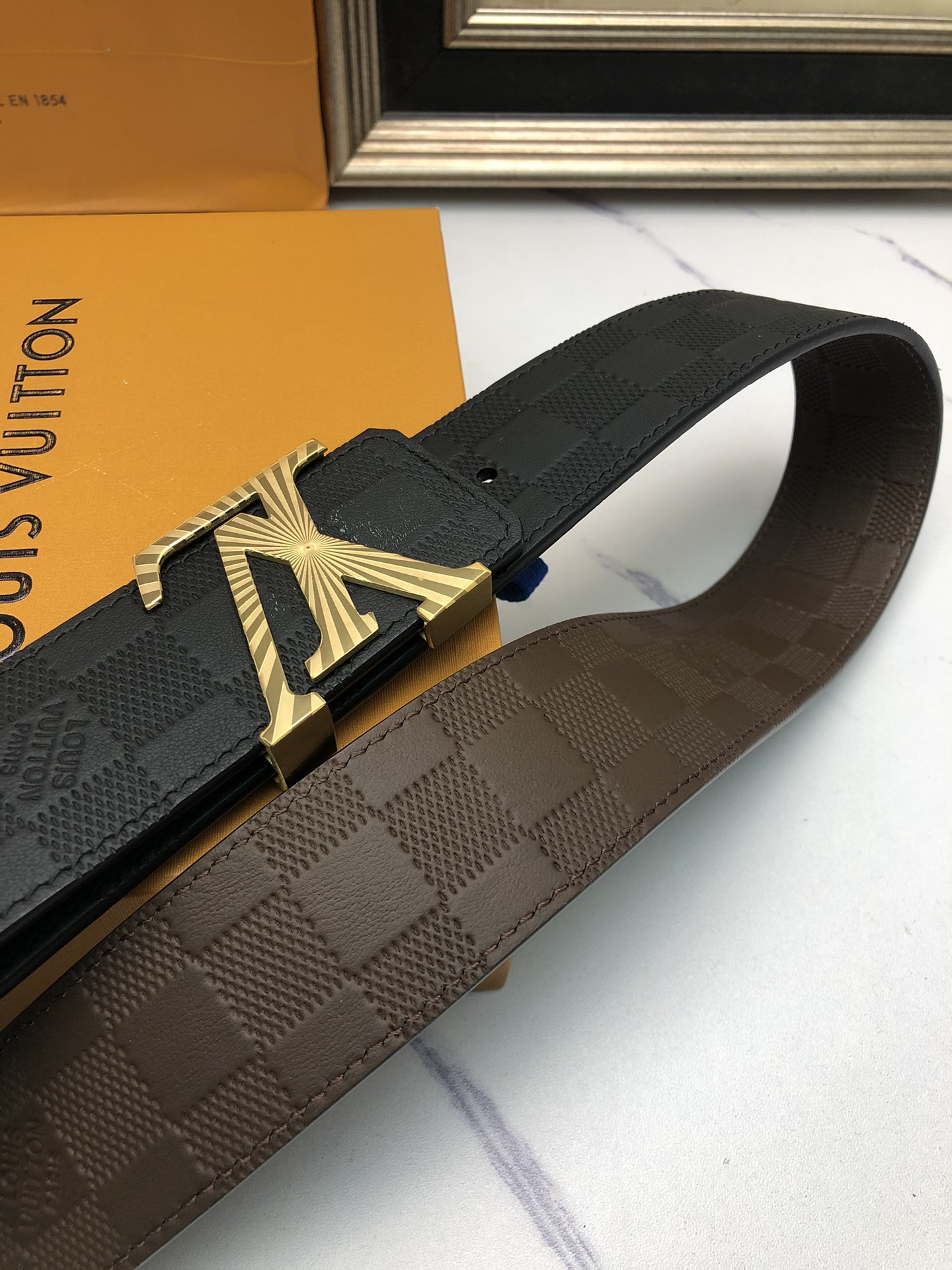 Louis Vuitton Basic Belt Top Grain Leather Black L