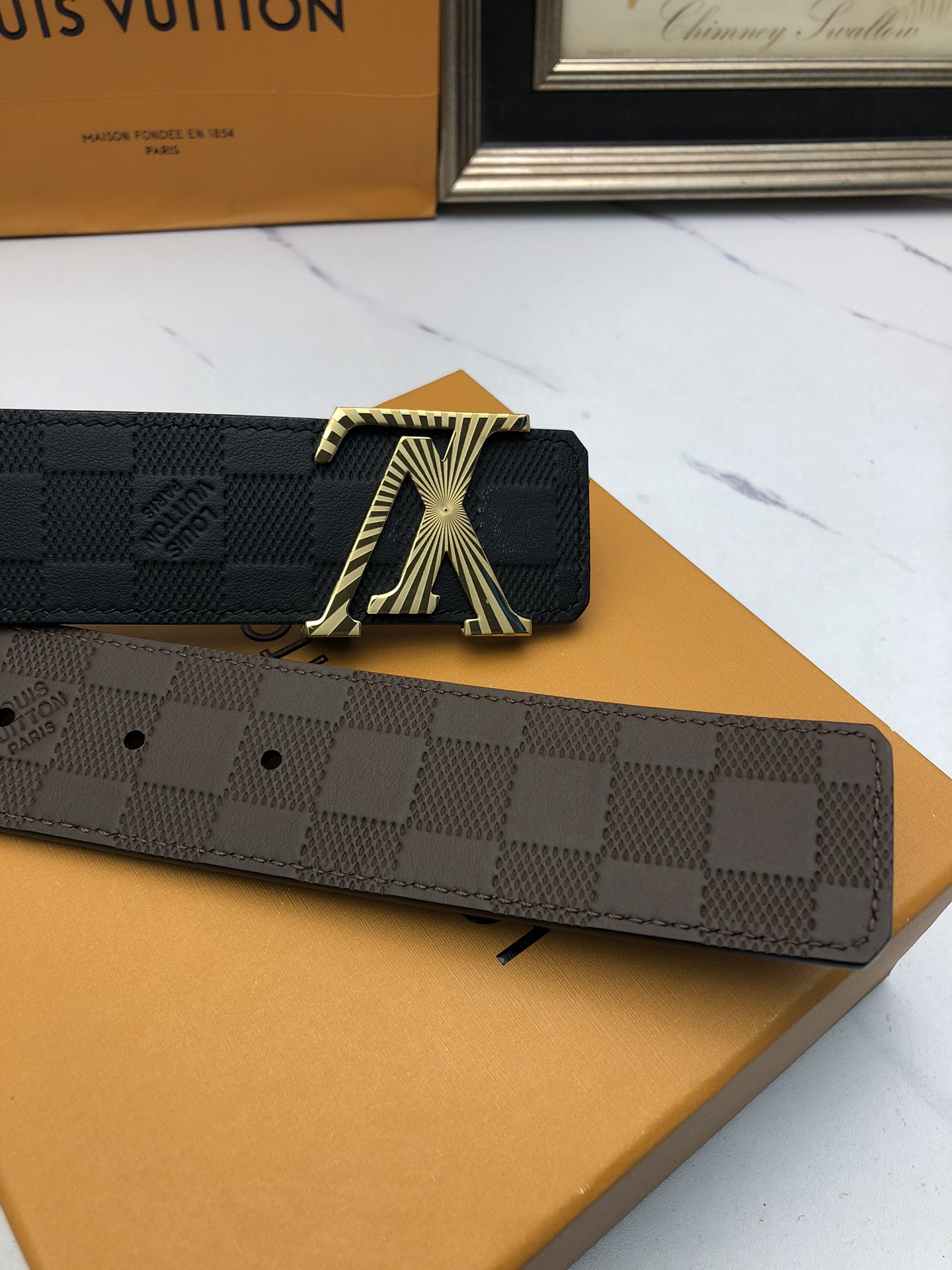 Louis Vuitton Basic Belt Top Grain Leather Black L