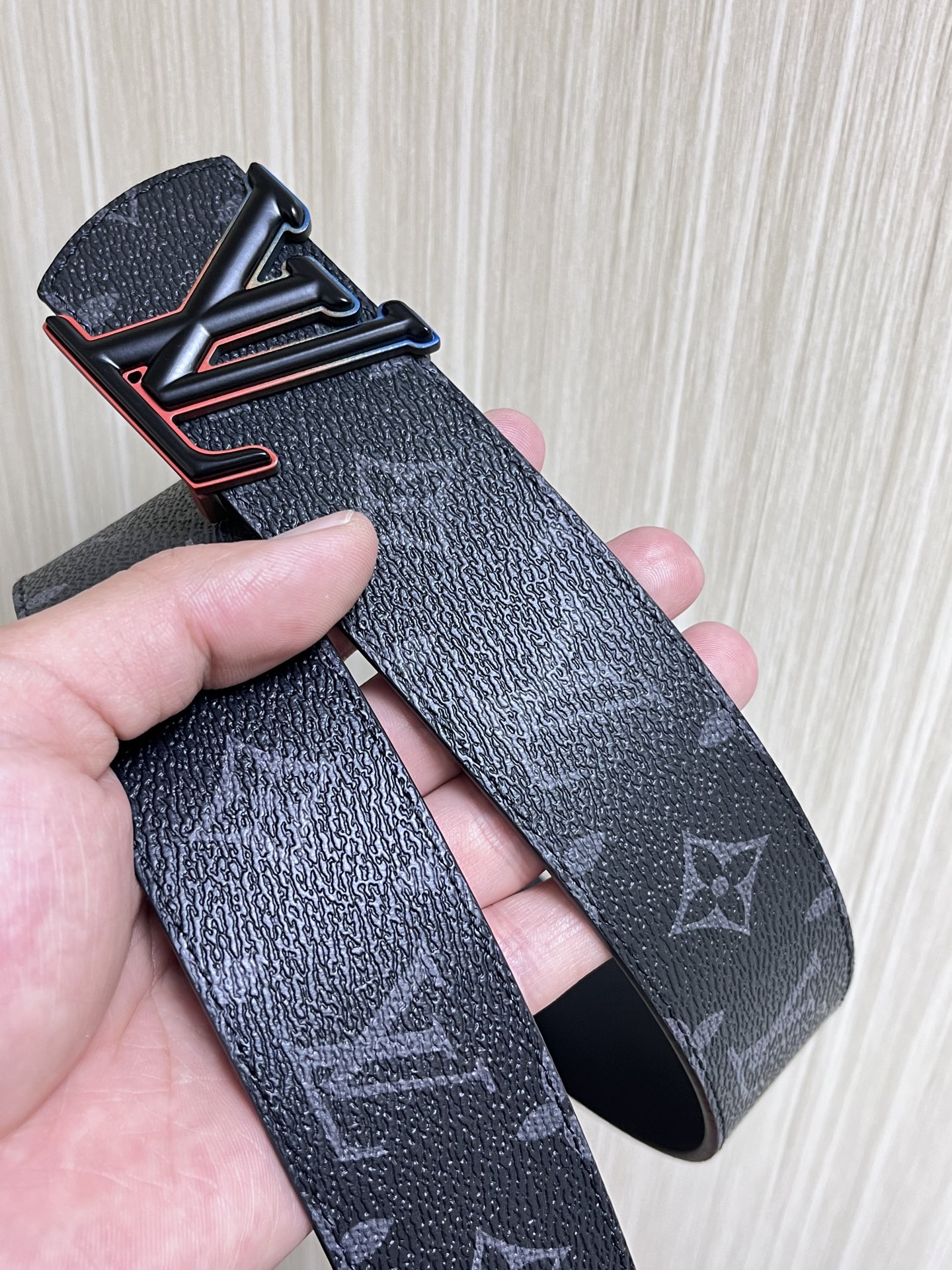 Louis Vuitton Male Leather Belt Black 40mm-l