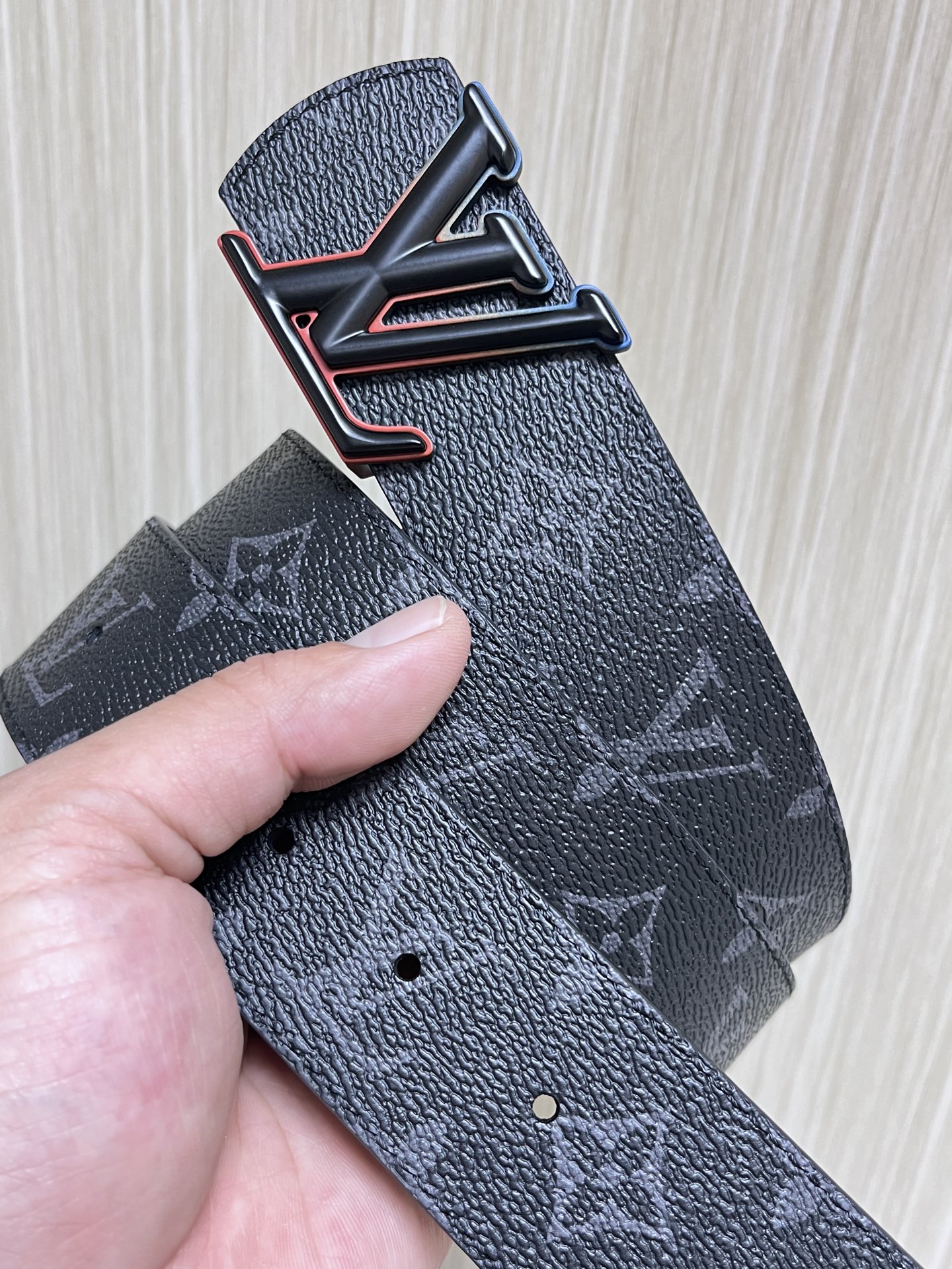 Louis Vuitton Male Leather Belt Black 40mm-l