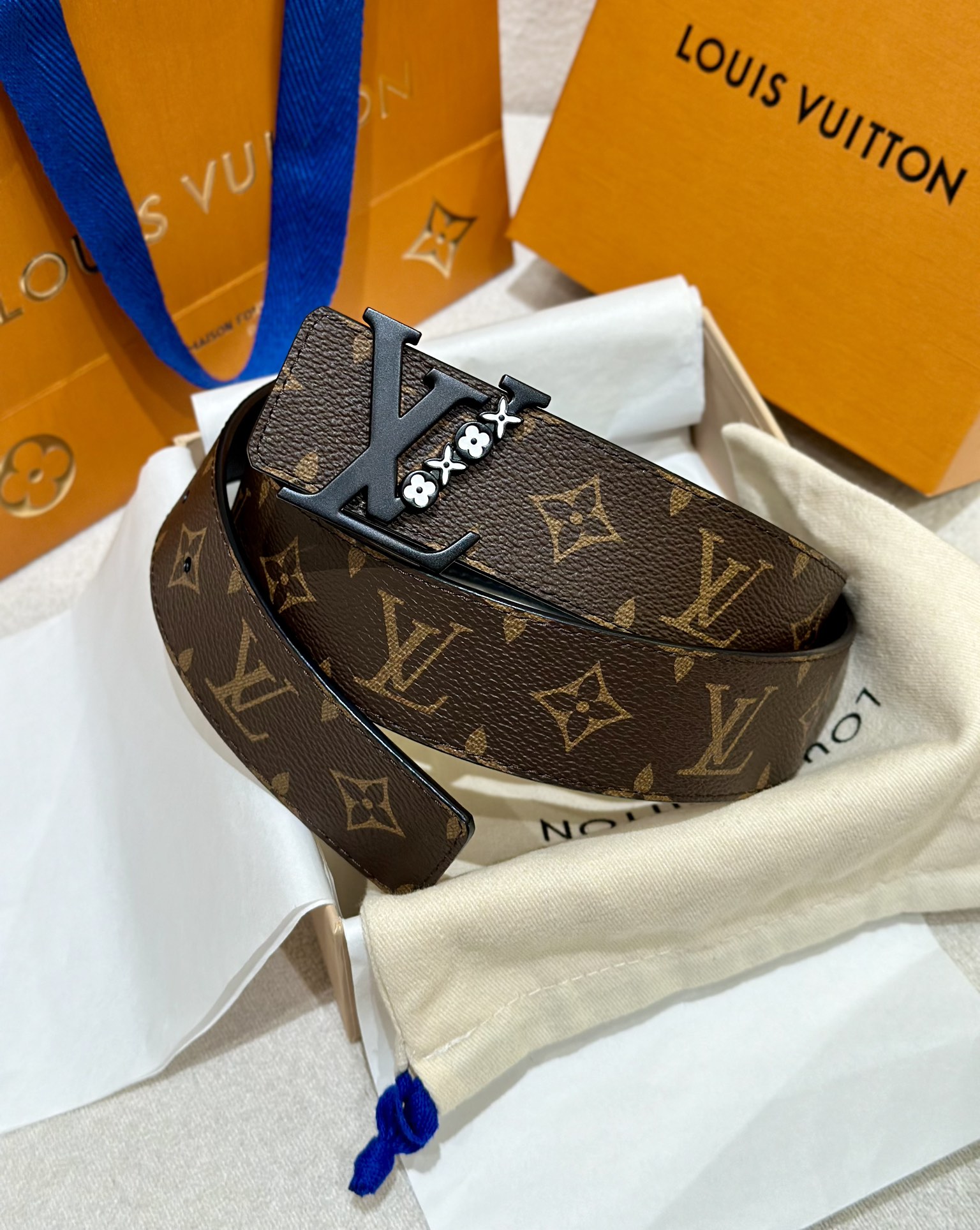 Louis Vuitton Male Leather Belt Canvas S-m-l