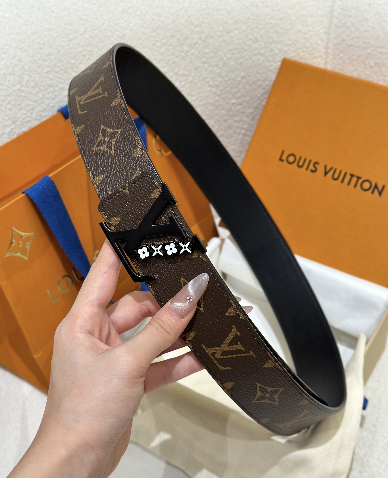 Louis Vuitton Male Leather Belt Canvas S-m-l