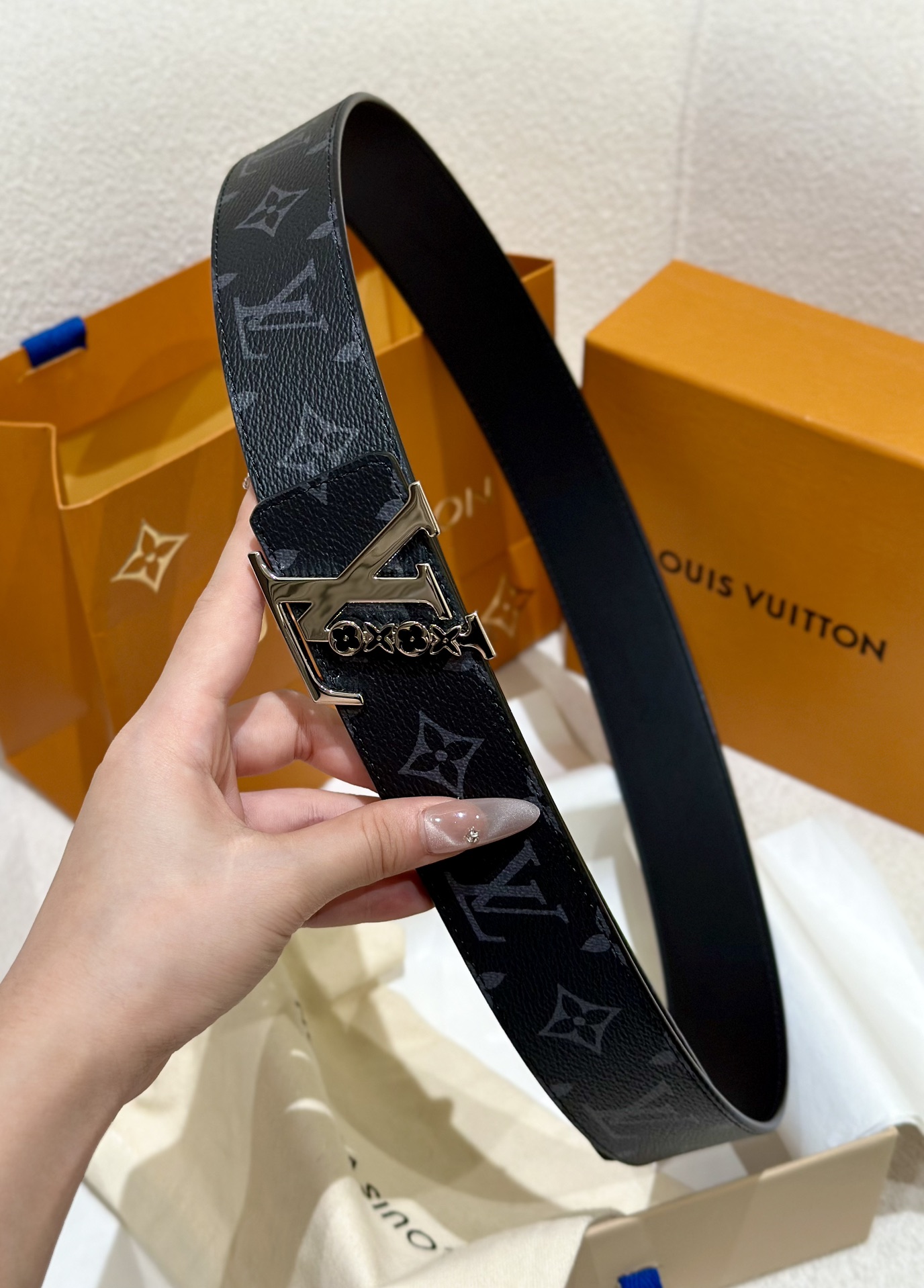 Louis Vuitton Male Leather Belt Canvas S-m-l