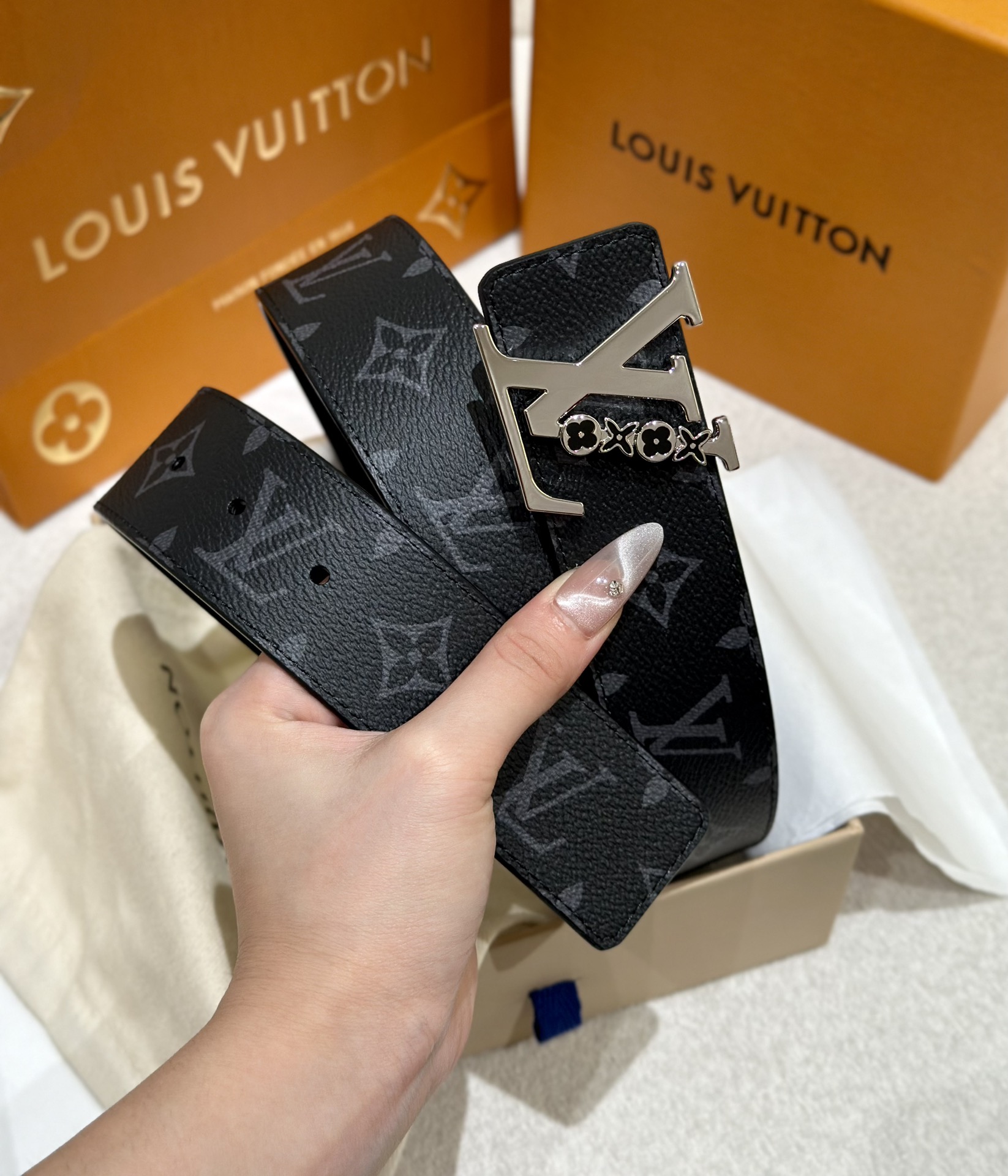 Louis Vuitton Male Leather Belt Canvas S-m-l