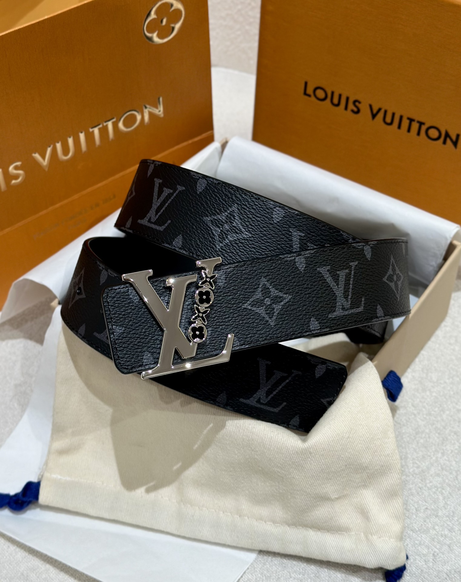 Louis Vuitton Male Leather Belt Canvas S-m-l