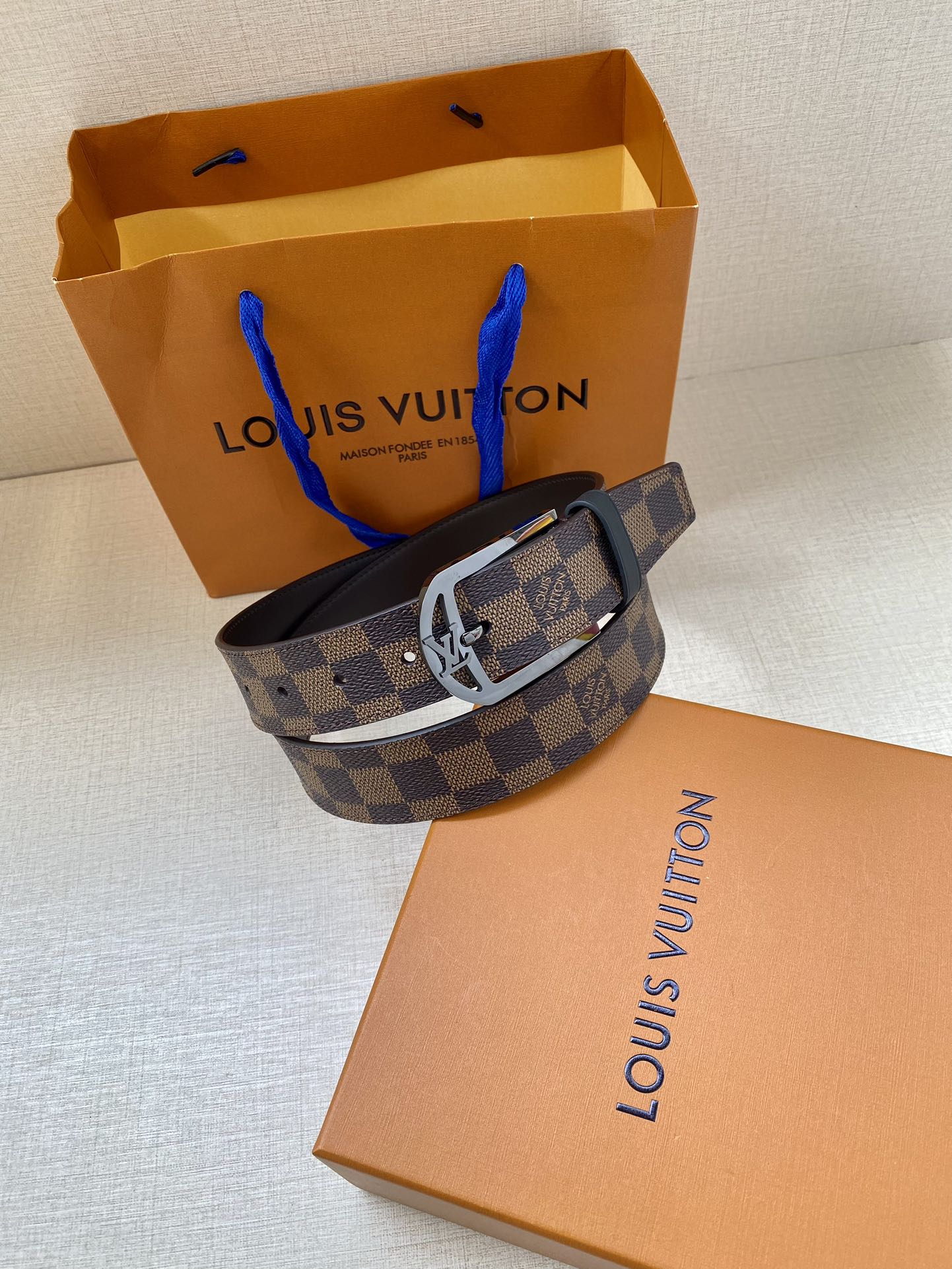 Louis Vuitton Male Canvas Belt Canvas M-l