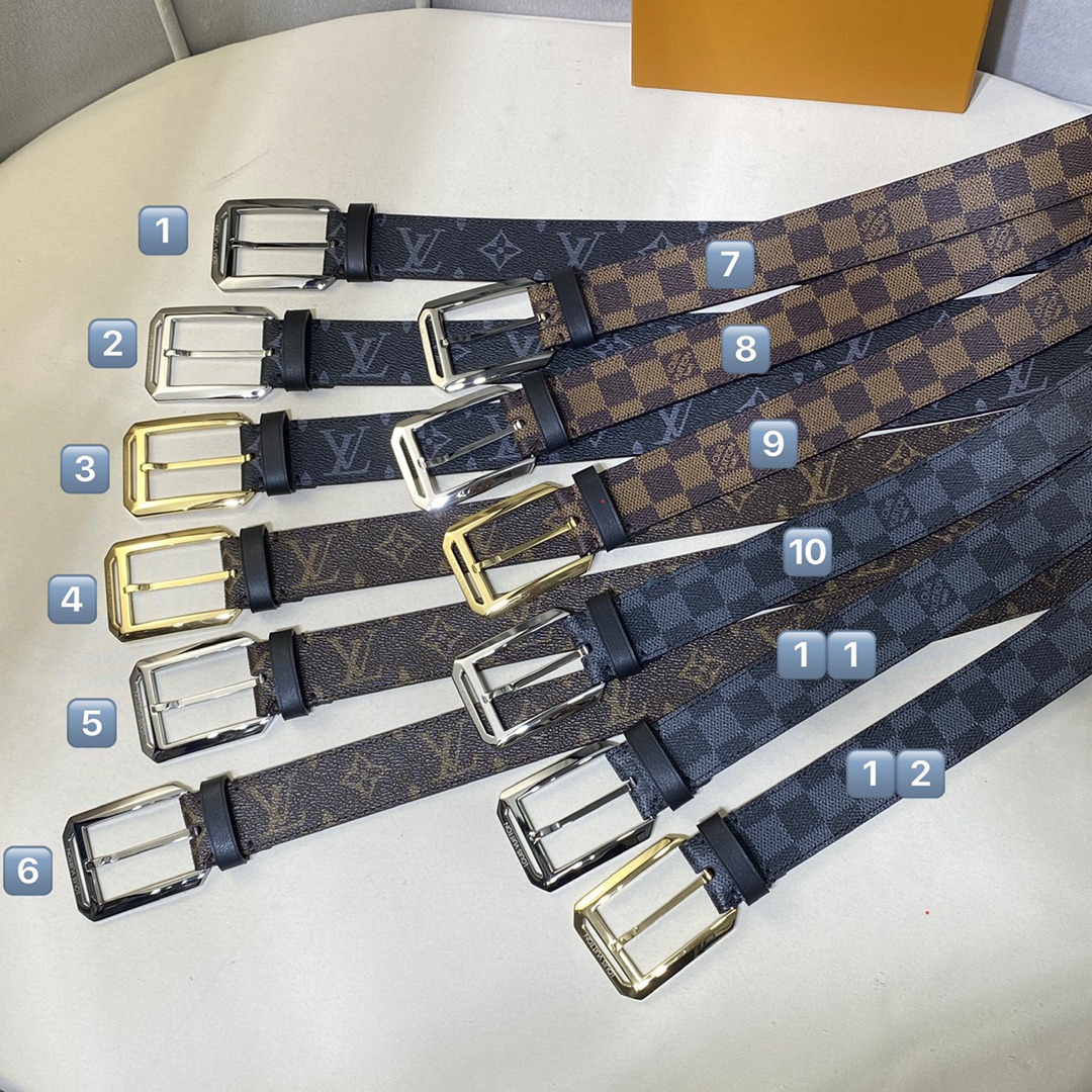 Louis Vuitton Male Leather Belt Cow Leather L