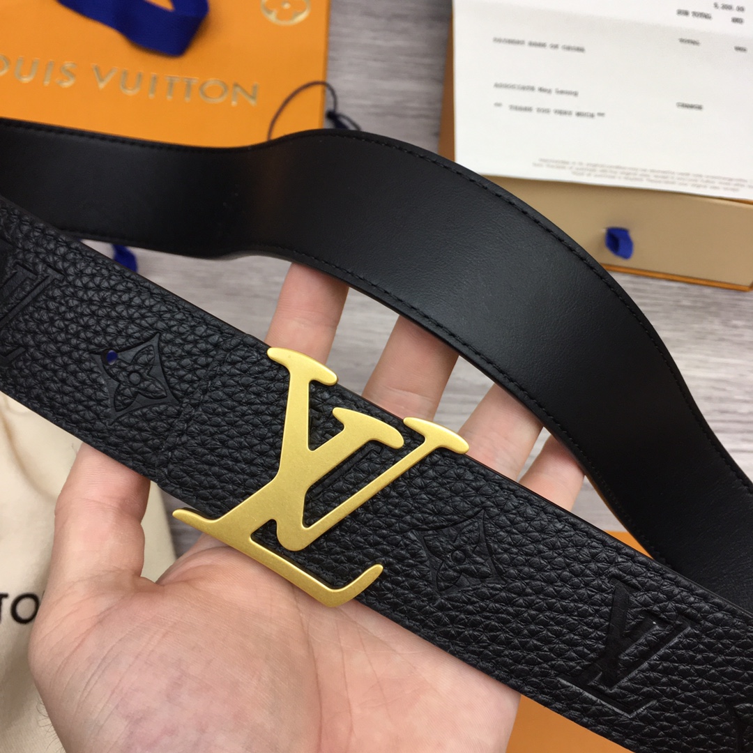 Louis Vuitton Leather Belt Top Grain Leather M-l