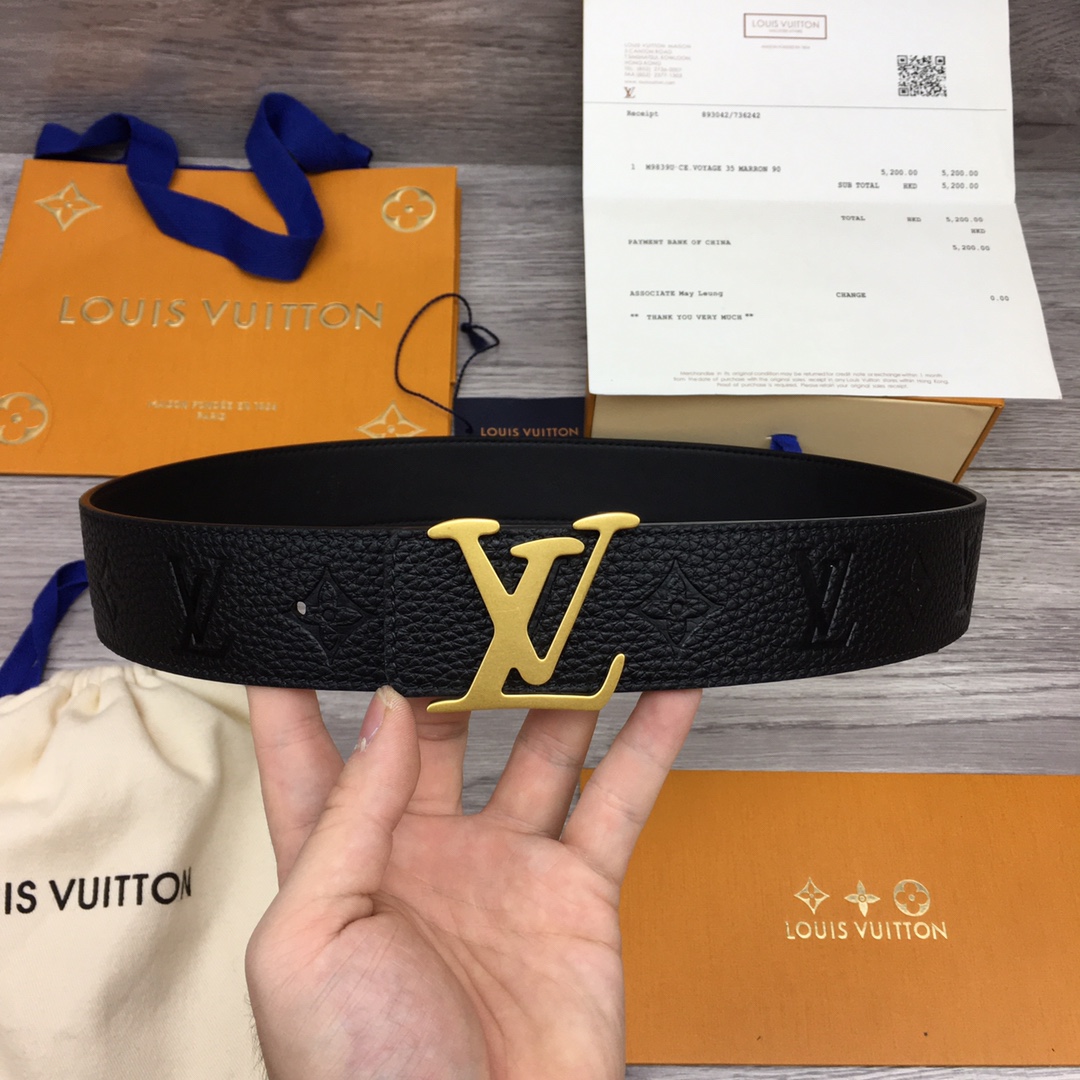 Louis Vuitton Leather Belt Top Grain Leather M-l