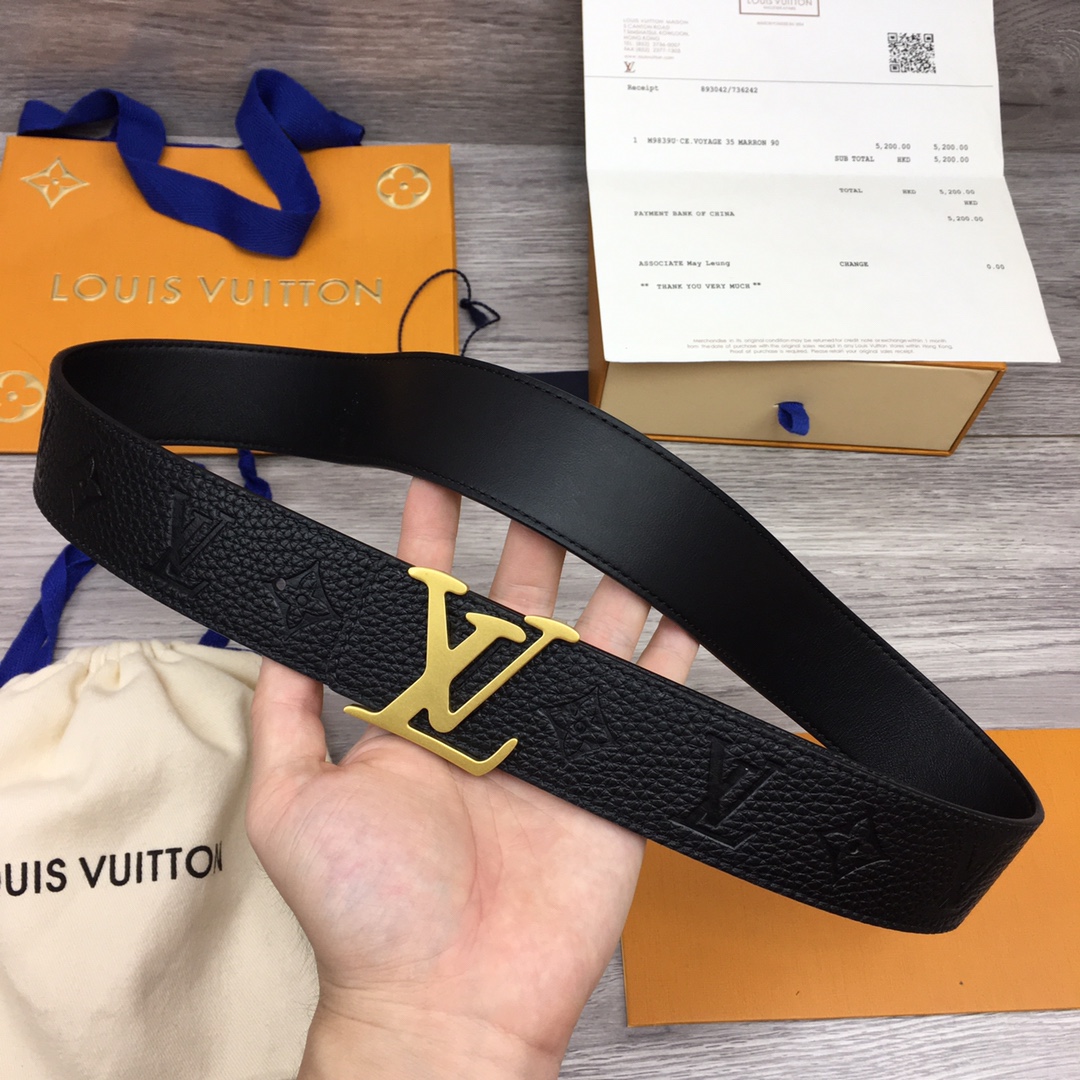 Louis Vuitton Leather Belt Top Grain Leather M-l