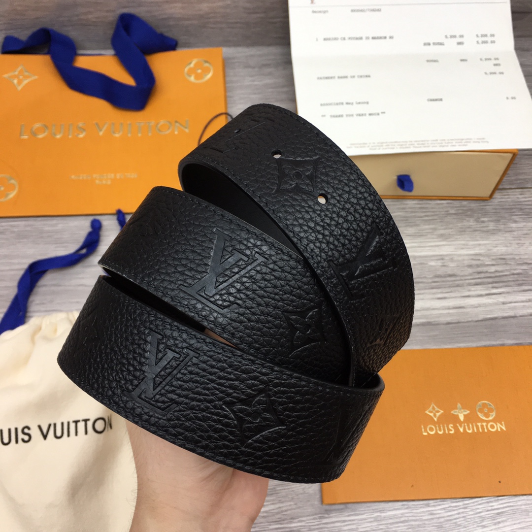 Louis Vuitton Leather Belt Top Grain Leather M-l