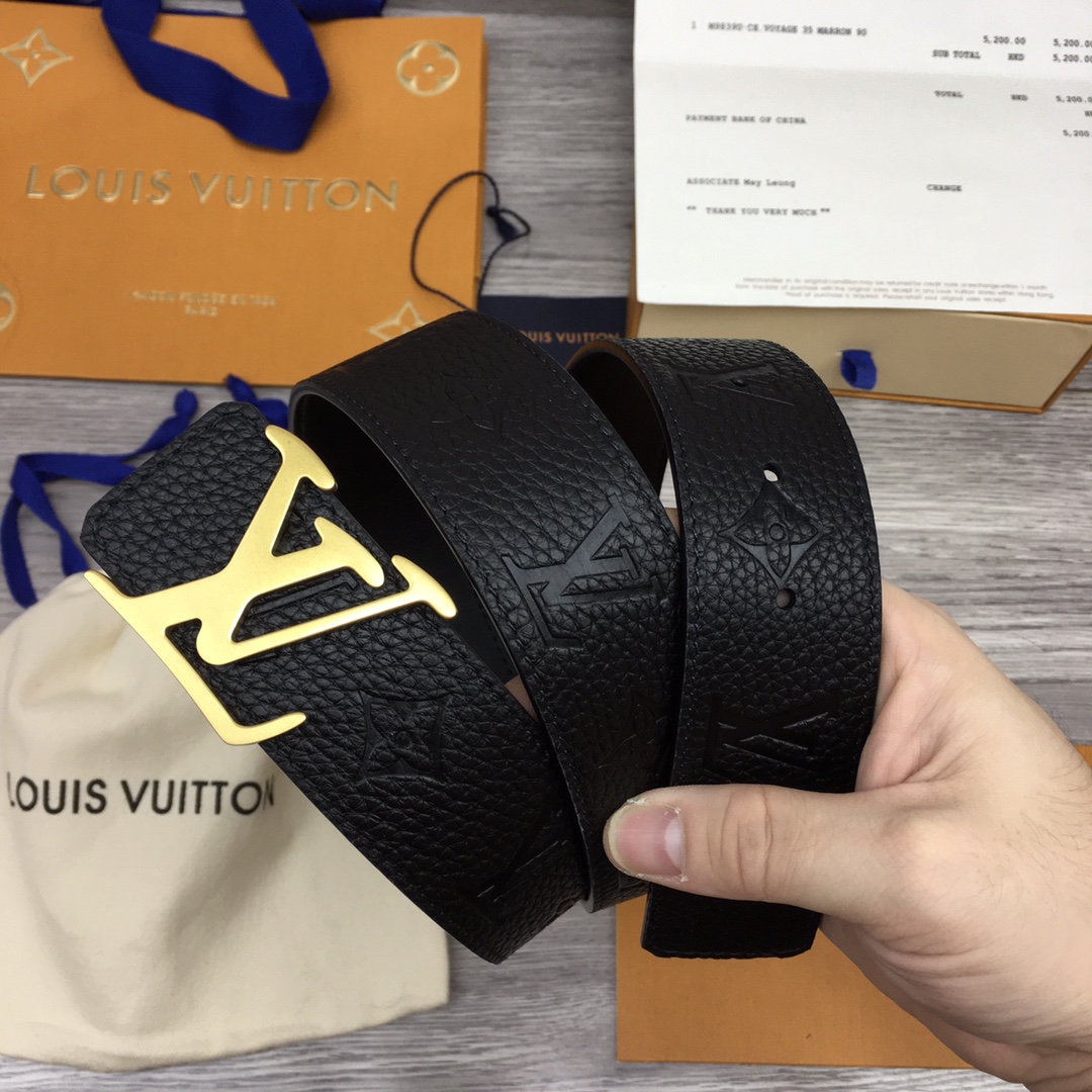 Louis Vuitton Leather Belt Top Grain Leather M-l