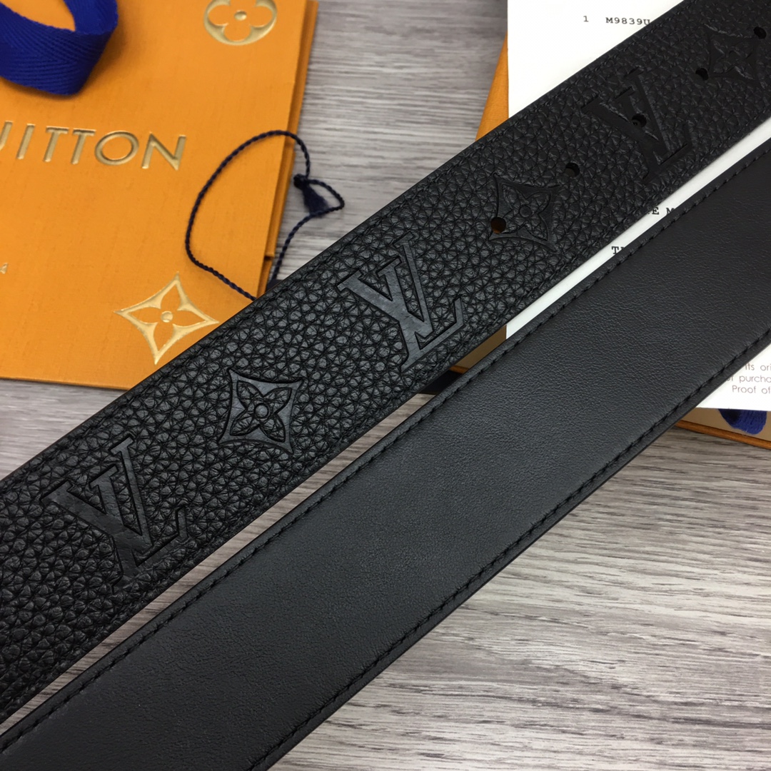 Louis Vuitton Leather Belt Top Grain Leather M-l