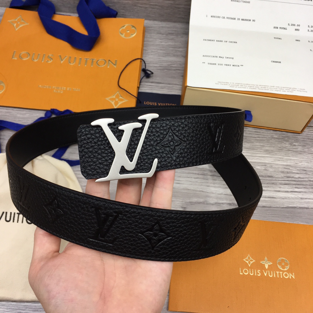 Louis Vuitton Leather Belt Top Grain Leather M-l