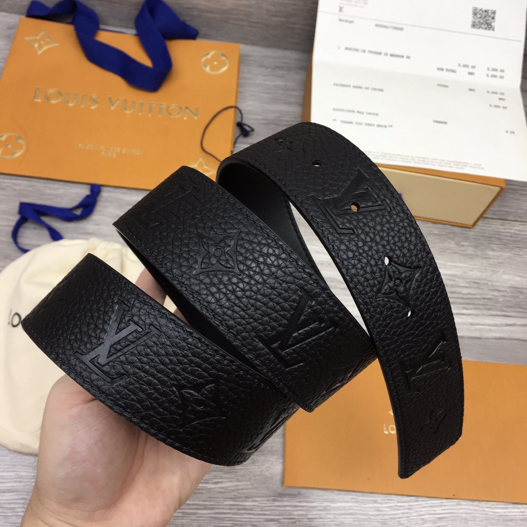 Louis Vuitton Leather Belt Top Grain Leather M-l