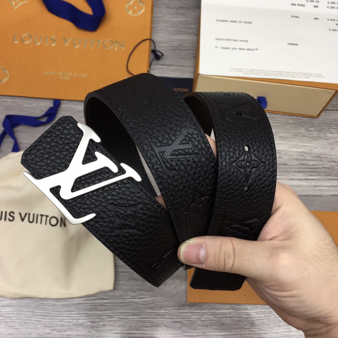 Louis Vuitton Leather Belt Top Grain Leather M-l