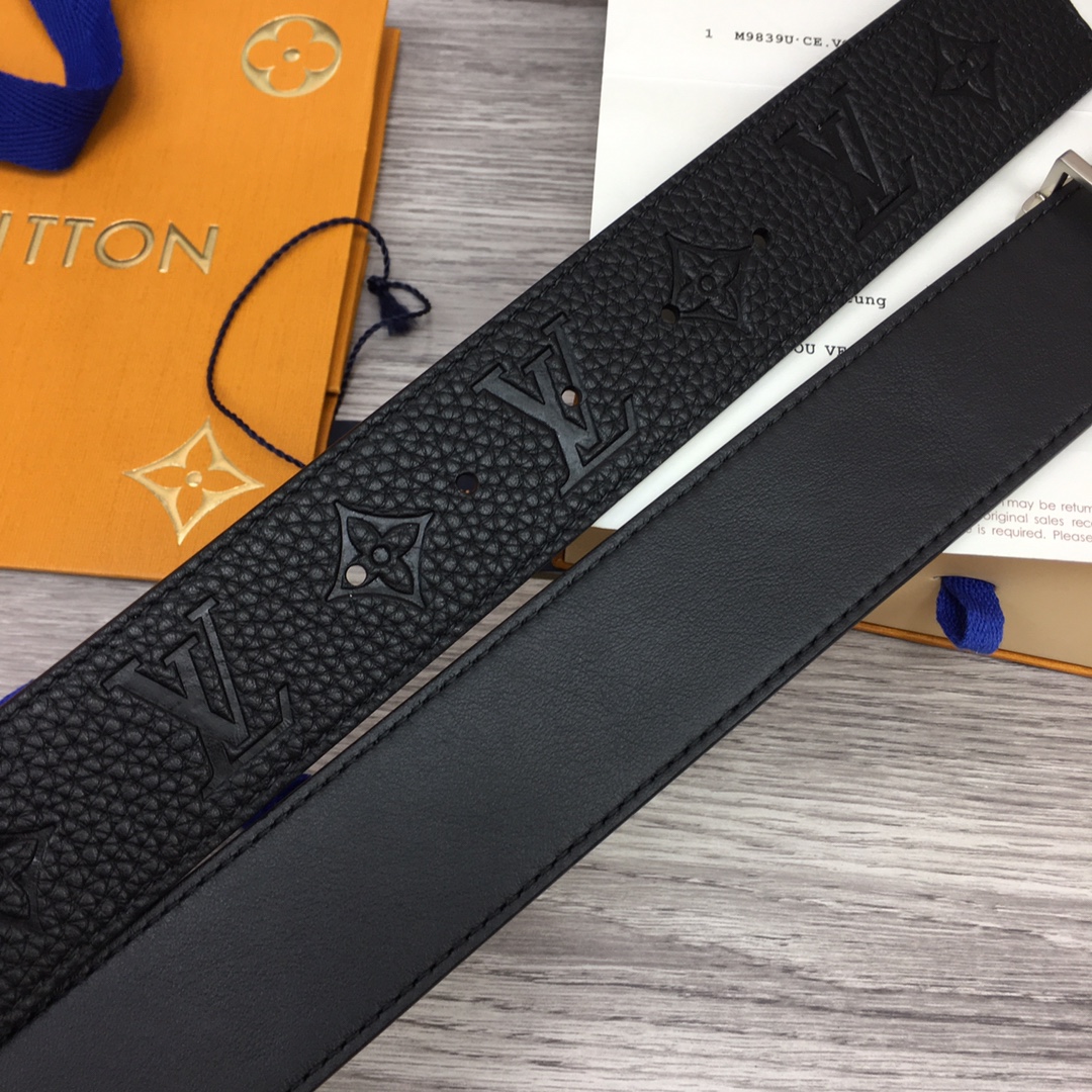 Louis Vuitton Leather Belt Top Grain Leather M-l