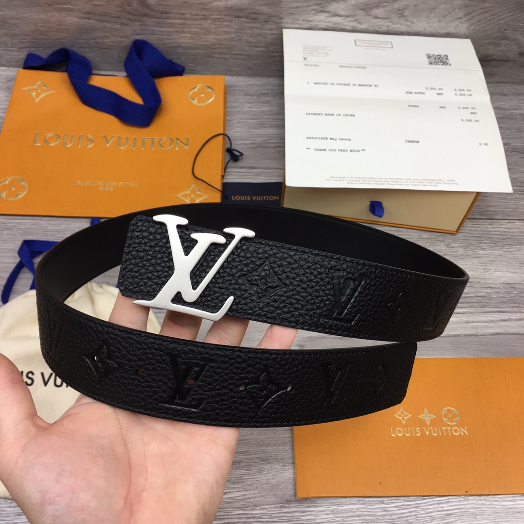 Louis Vuitton Leather Belt Top Grain Leather M-l