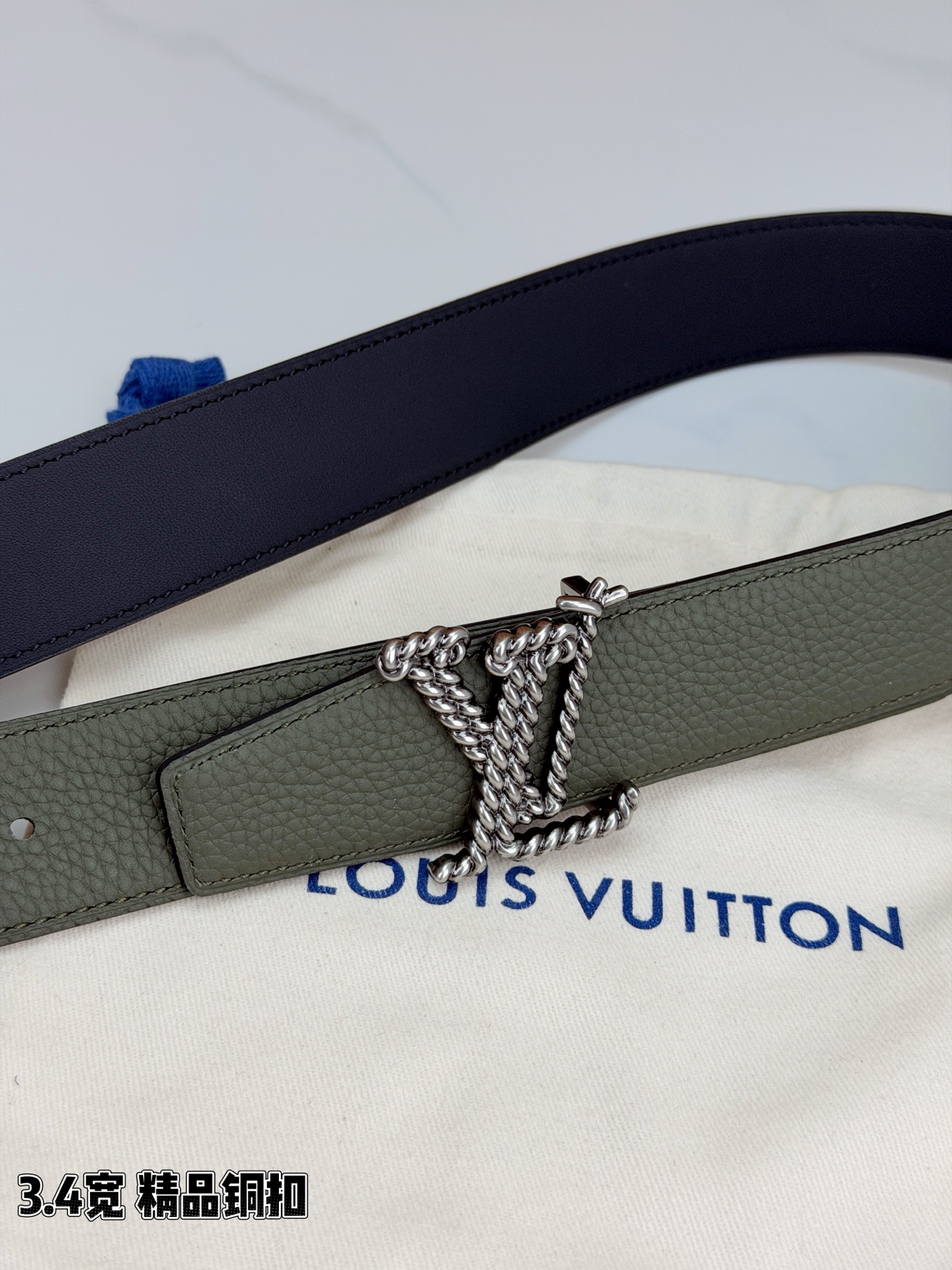 Louis Vuitton Leather Belt Top Grain Leather M-l