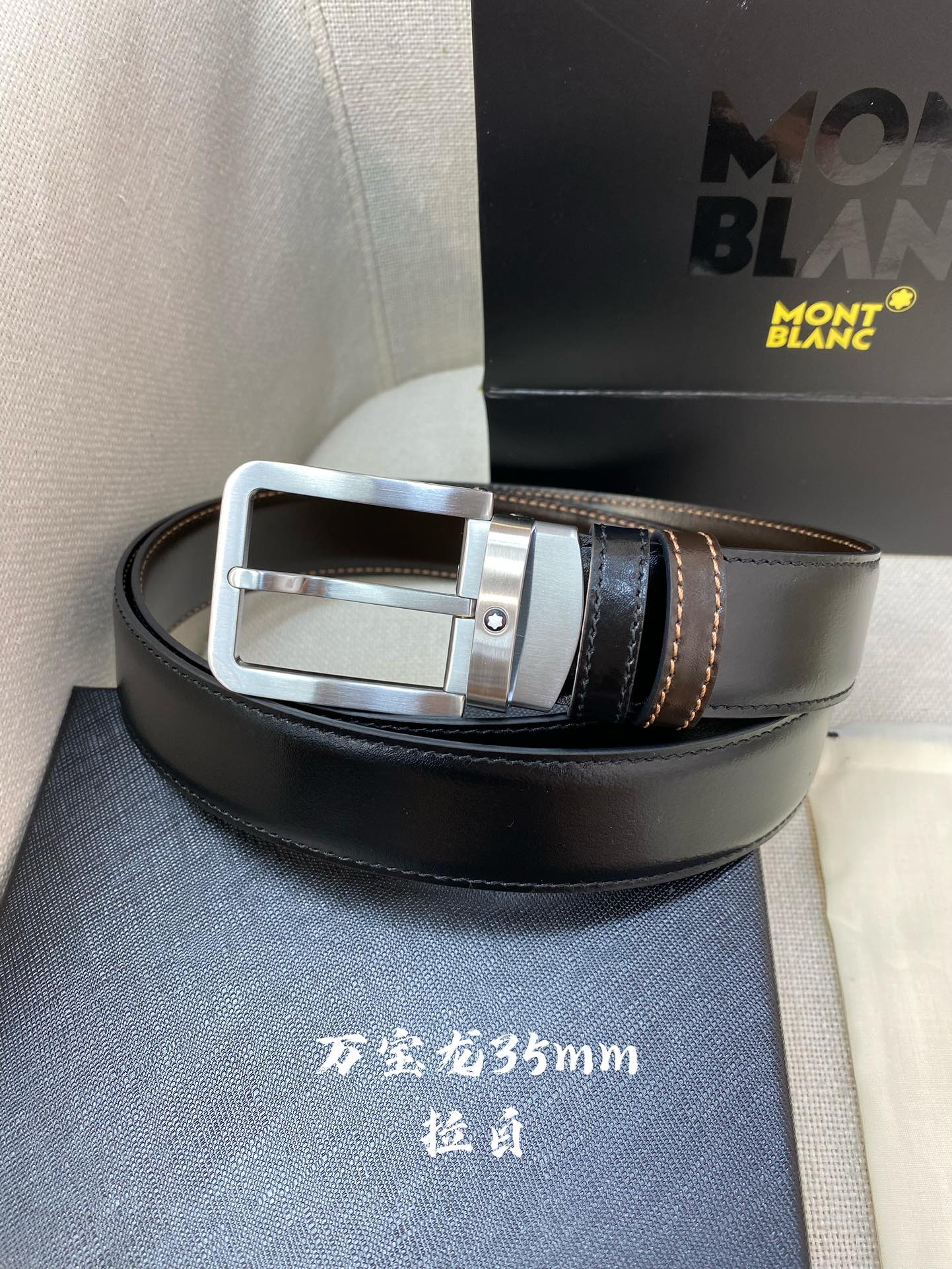 Montblanc Leather Belt Top Grain Leather M-l