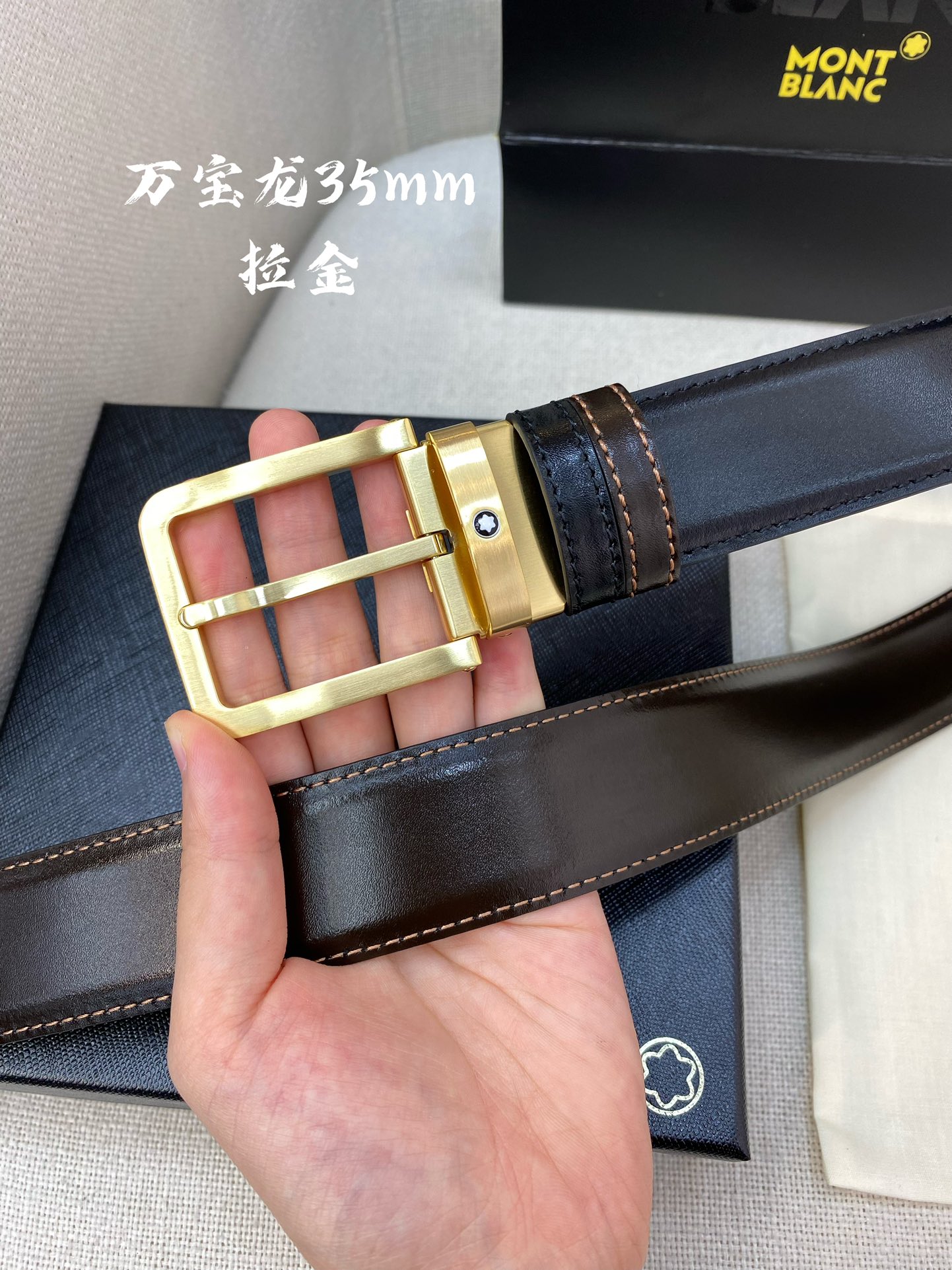 Montblanc Leather Belt Top Grain Leather M-l