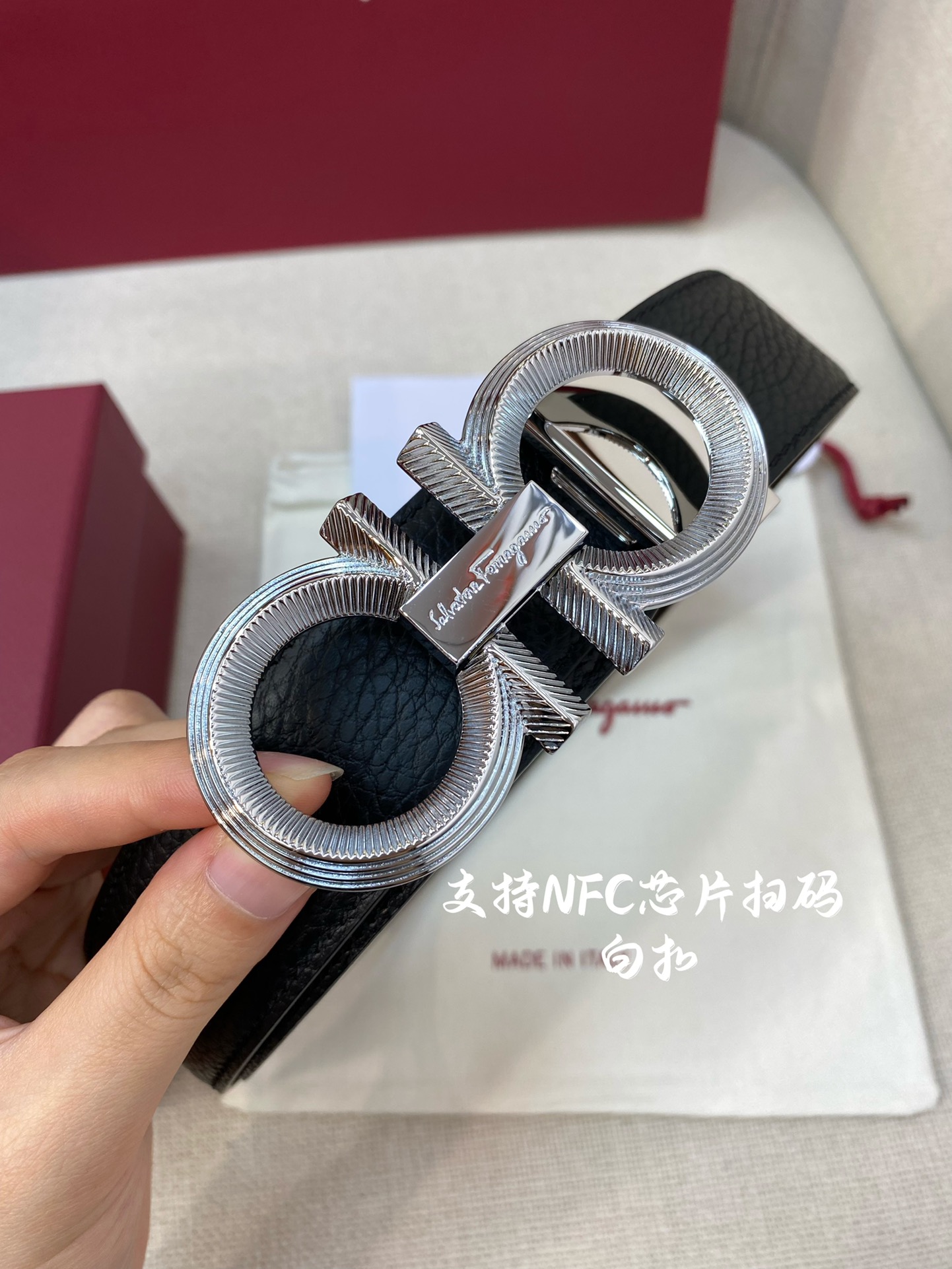 Salvatore Ferragamo Male Leather Belt Cow Leather M