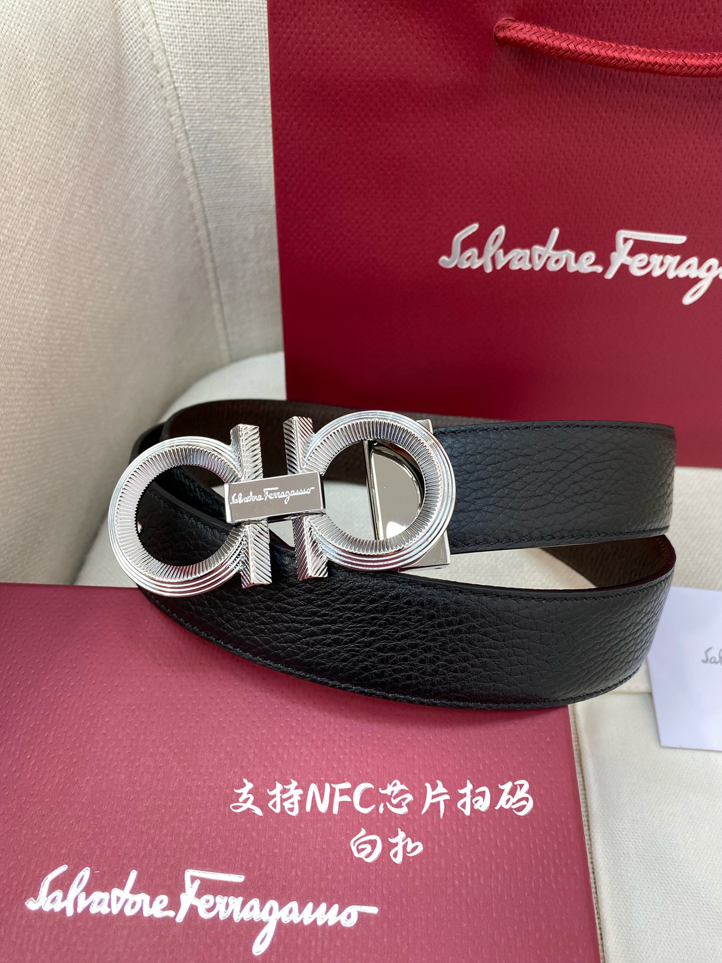 Salvatore Ferragamo Male Leather Belt Cow Leather M