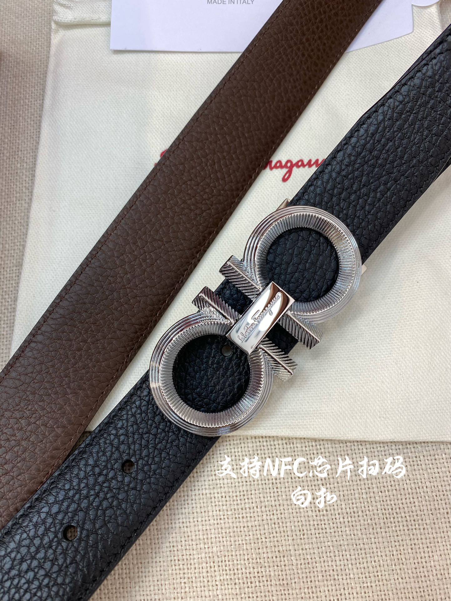 Salvatore Ferragamo Male Leather Belt Cow Leather M