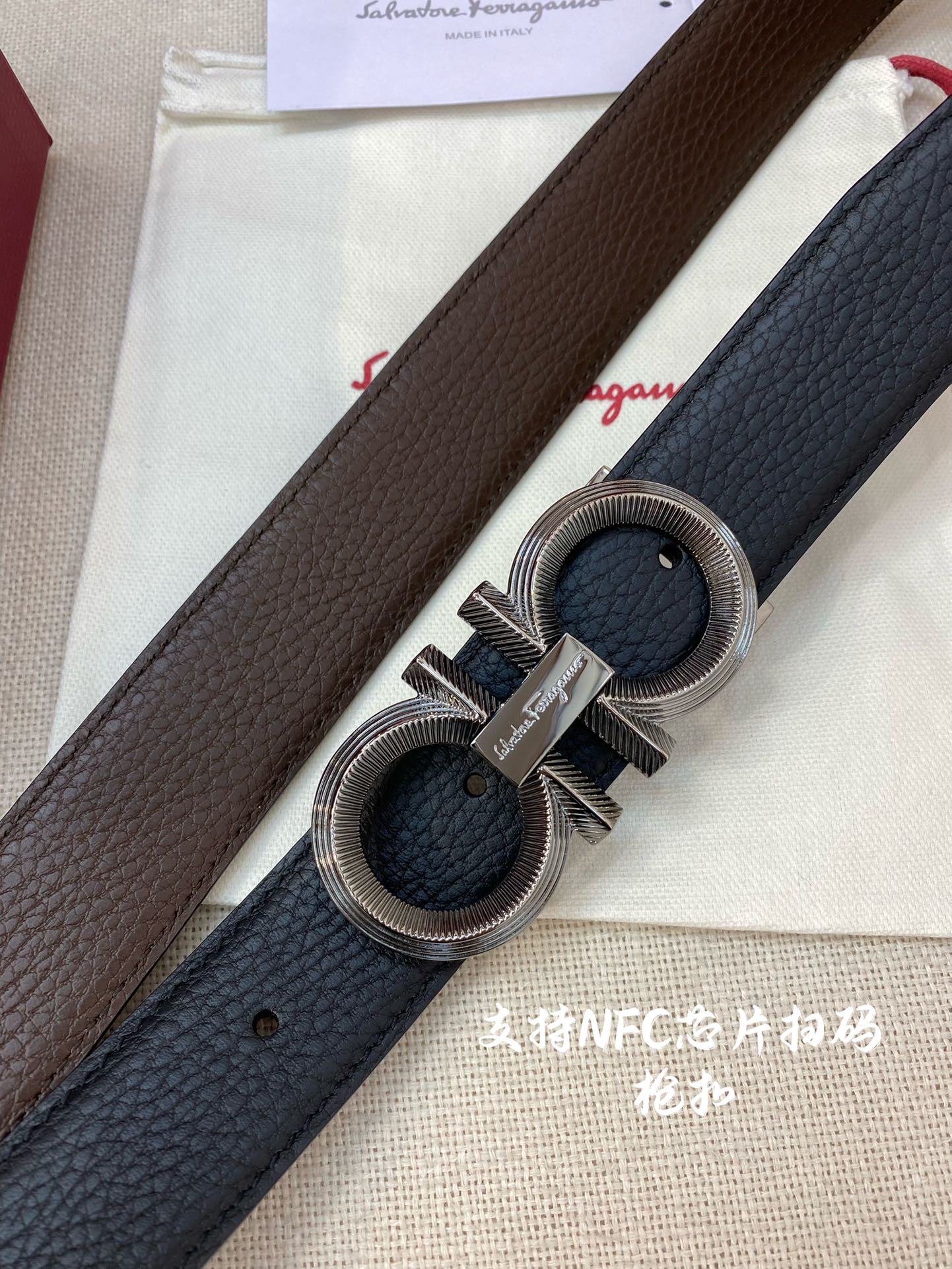 Salvatore Ferragamo Male Leather Belt Cow Leather M