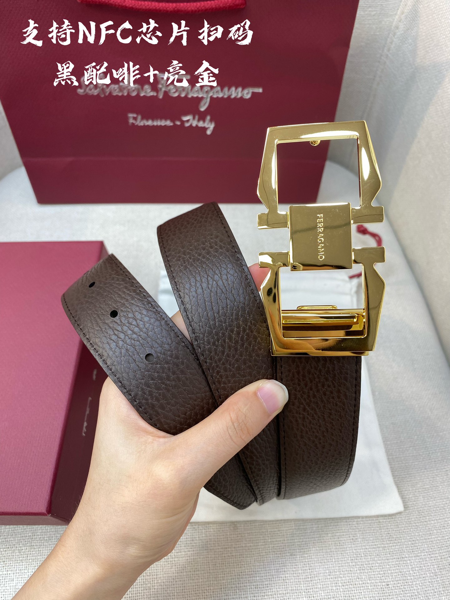 Salvatore Ferragamo Male Leather Belt Cow Leather M