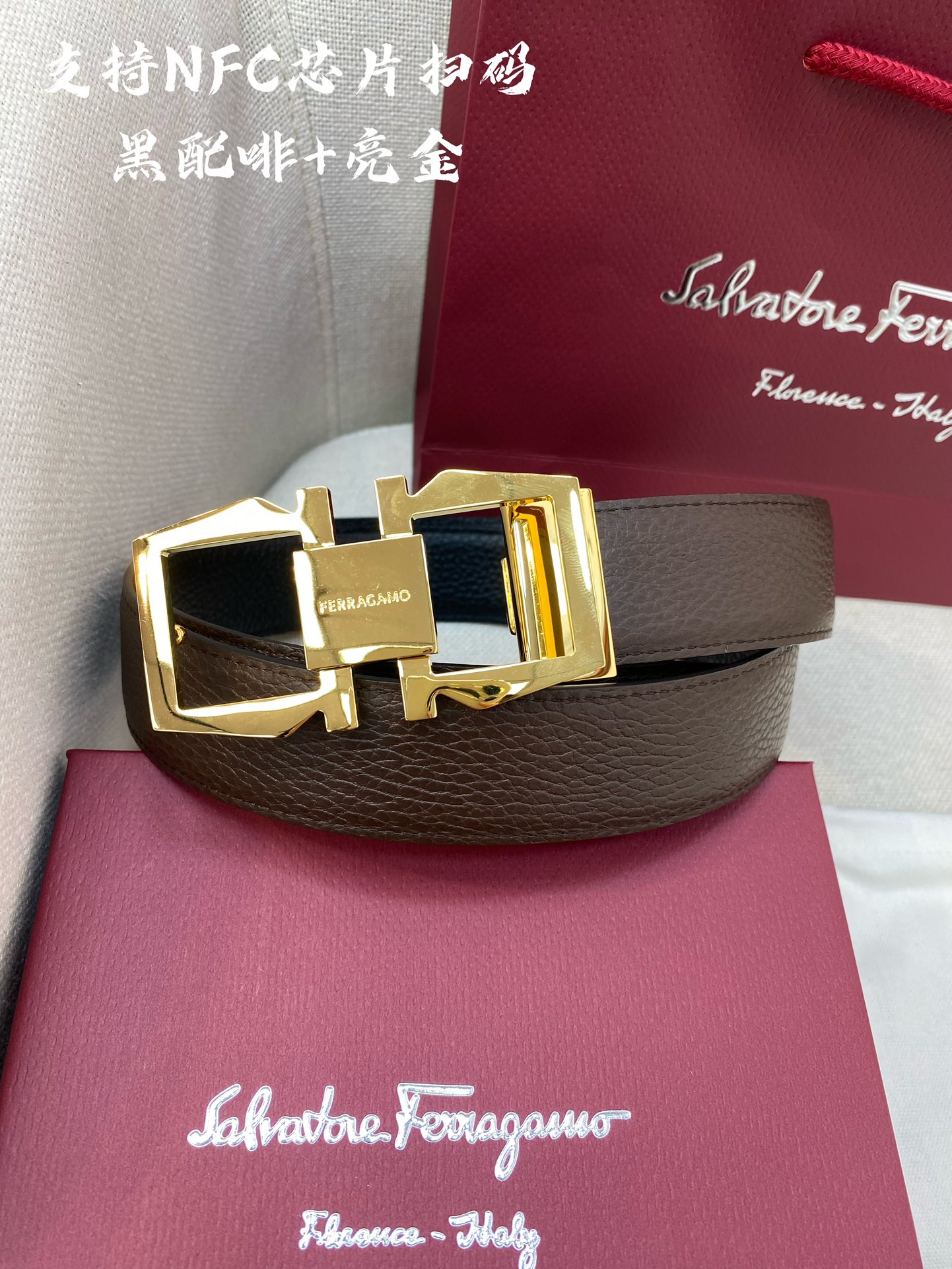 Salvatore Ferragamo Male Leather Belt Cow Leather M