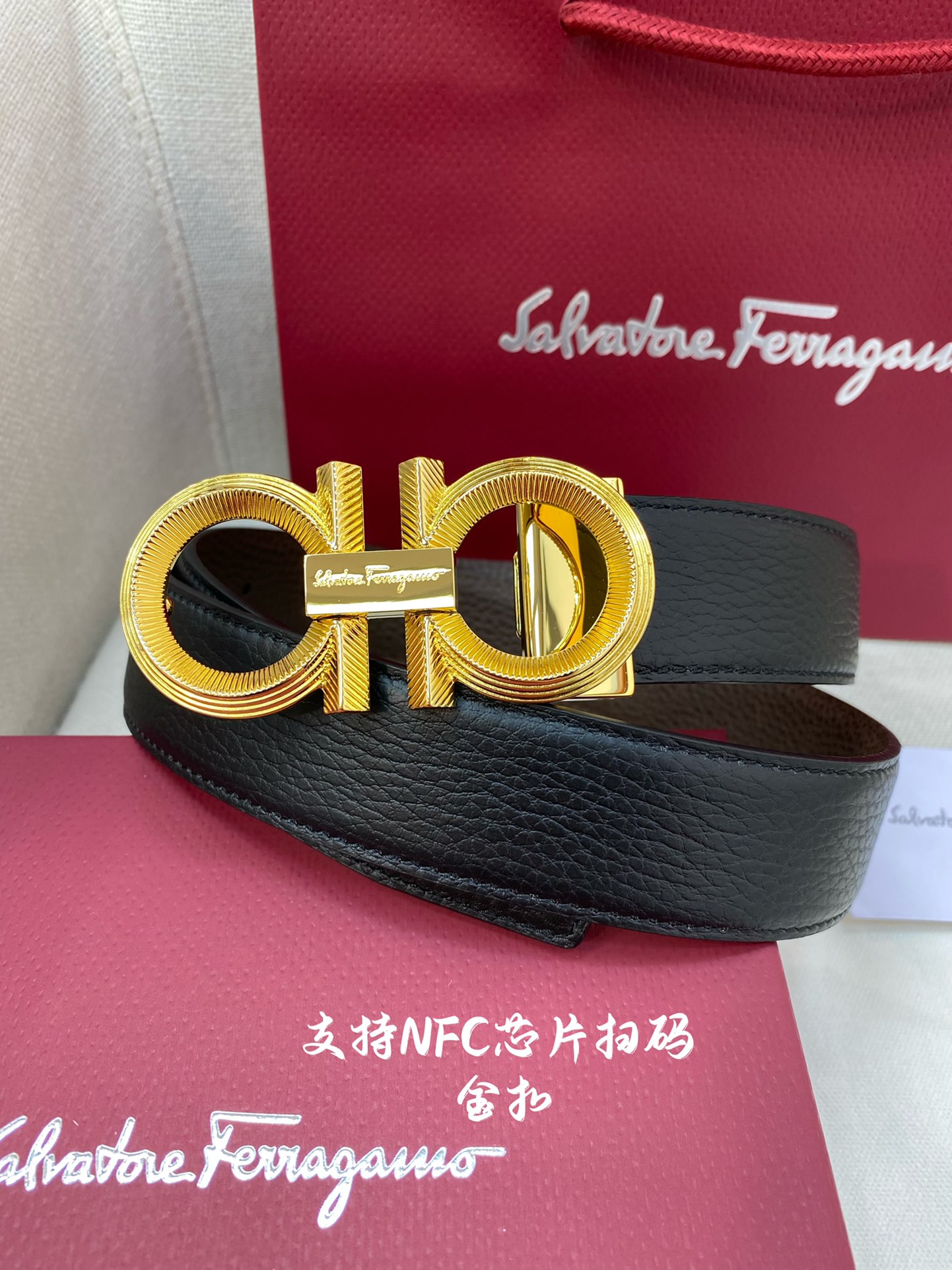 Salvatore Ferragamo Male Leather Belt Cow Leather M