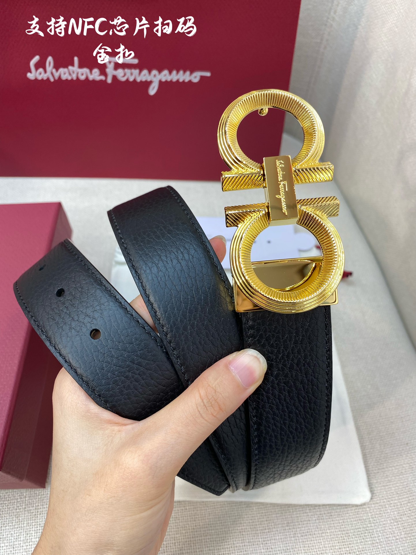 Salvatore Ferragamo Male Leather Belt Cow Leather M