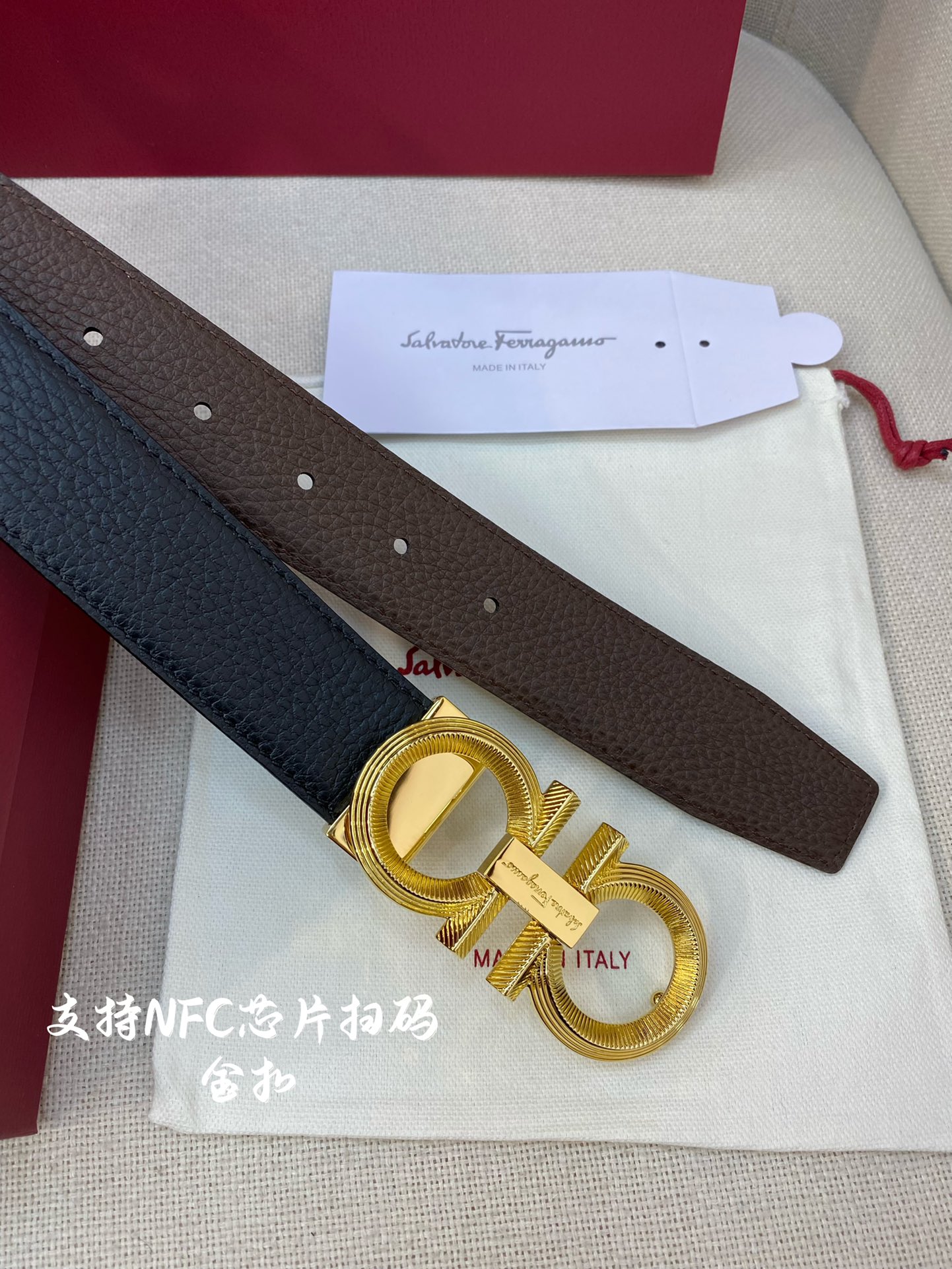 Salvatore Ferragamo Male Leather Belt Cow Leather M