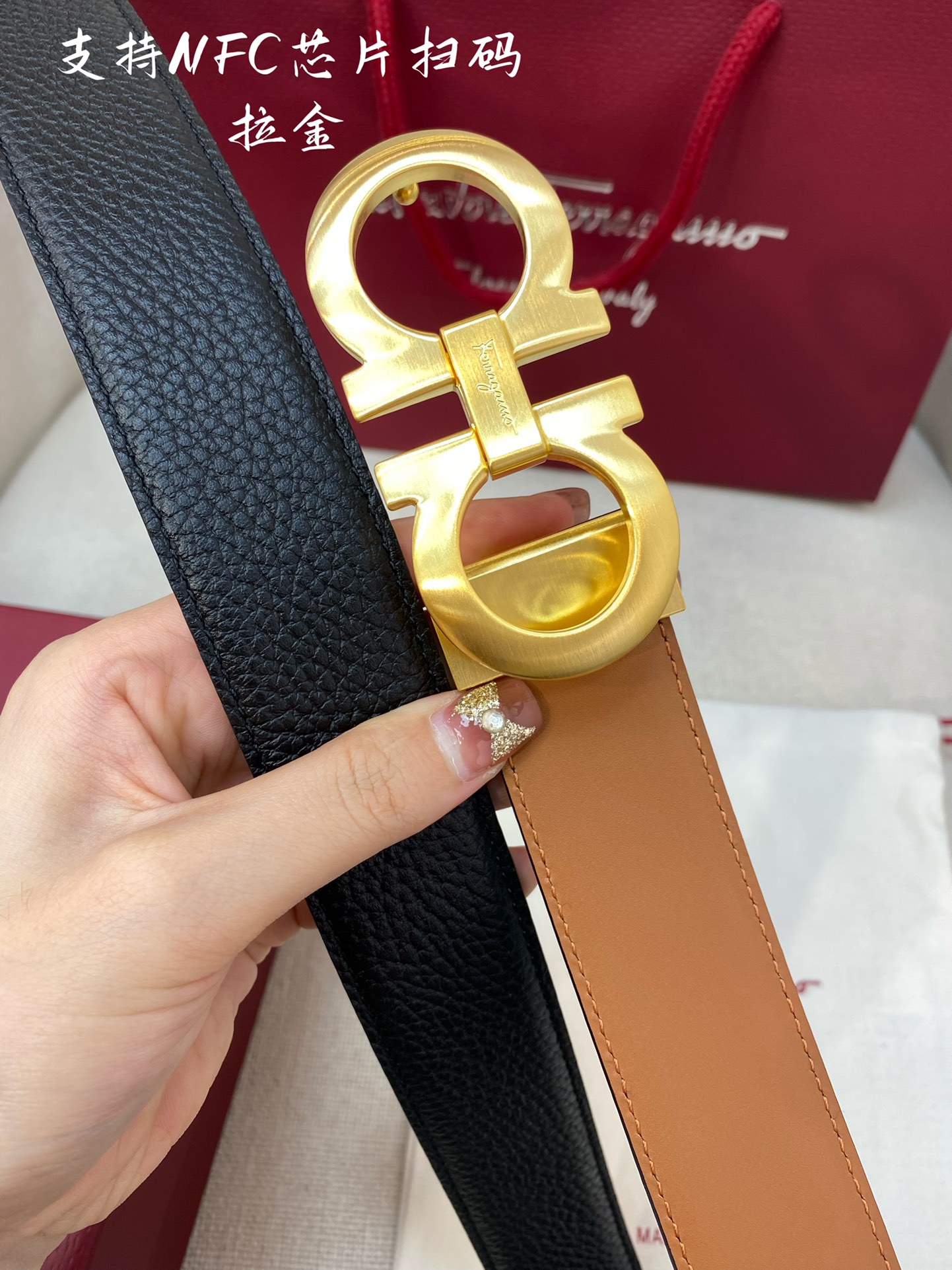 Salvatore Ferragamo Male Leather Belt Cow Leather M