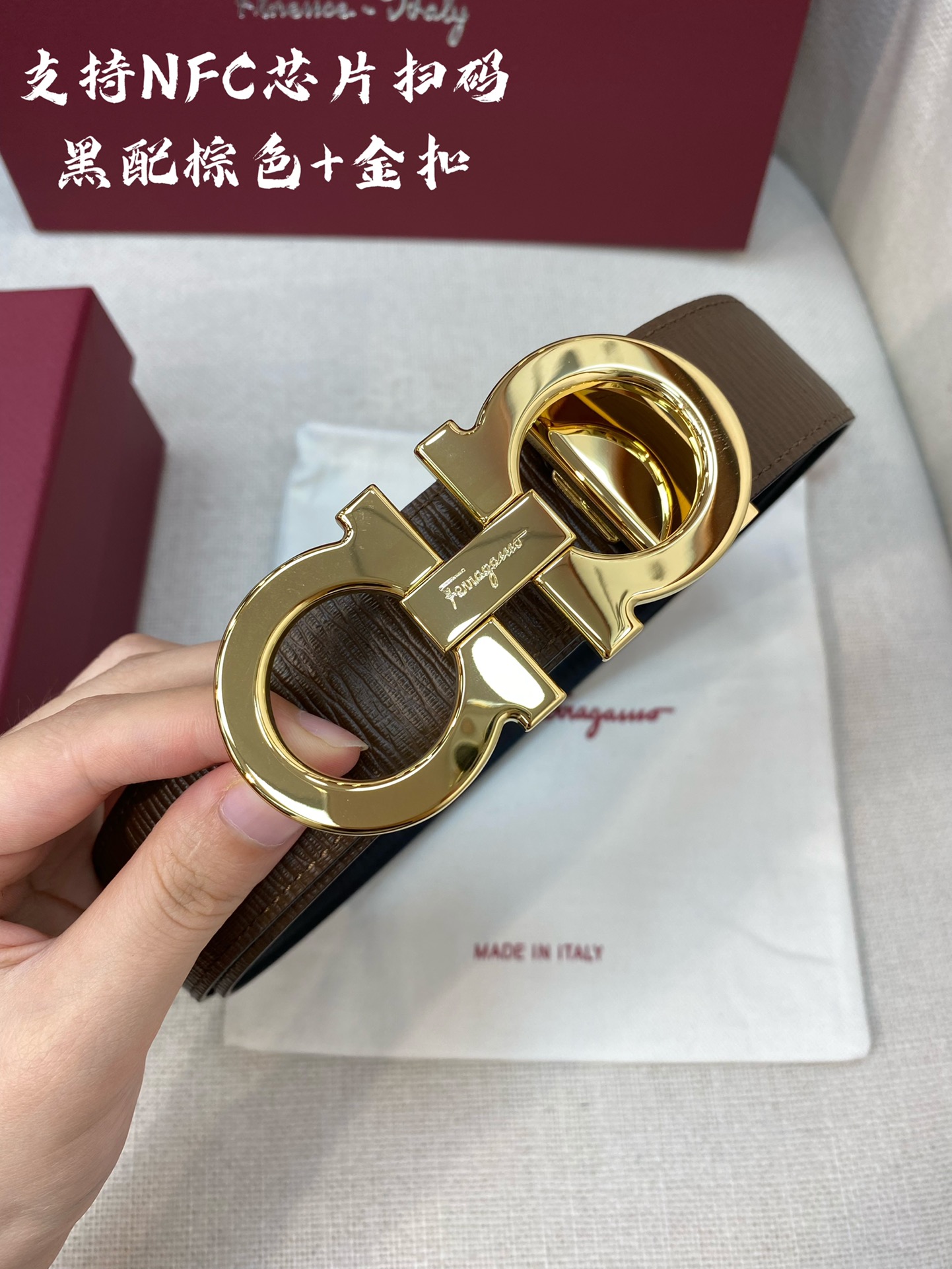 Salvatore Ferragamo Male Leather Belt Cow Leather 13514-m