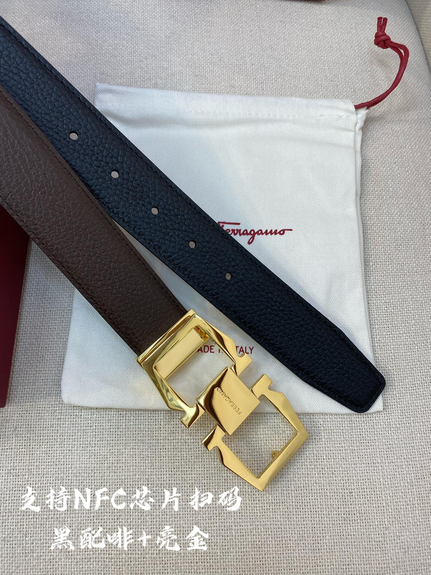 Salvatore Ferragamo Male Leather Belt Cow Leather M