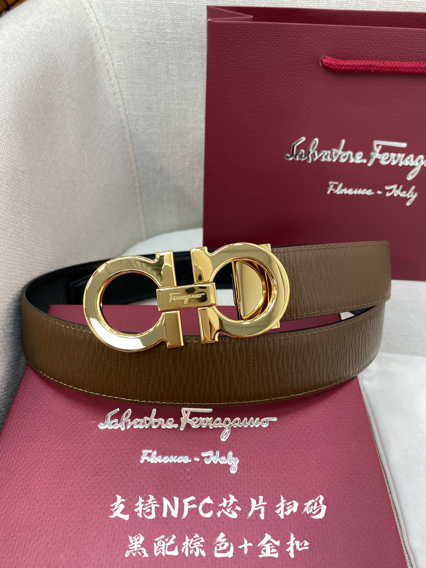 Salvatore Ferragamo Male Leather Belt Cow Leather M