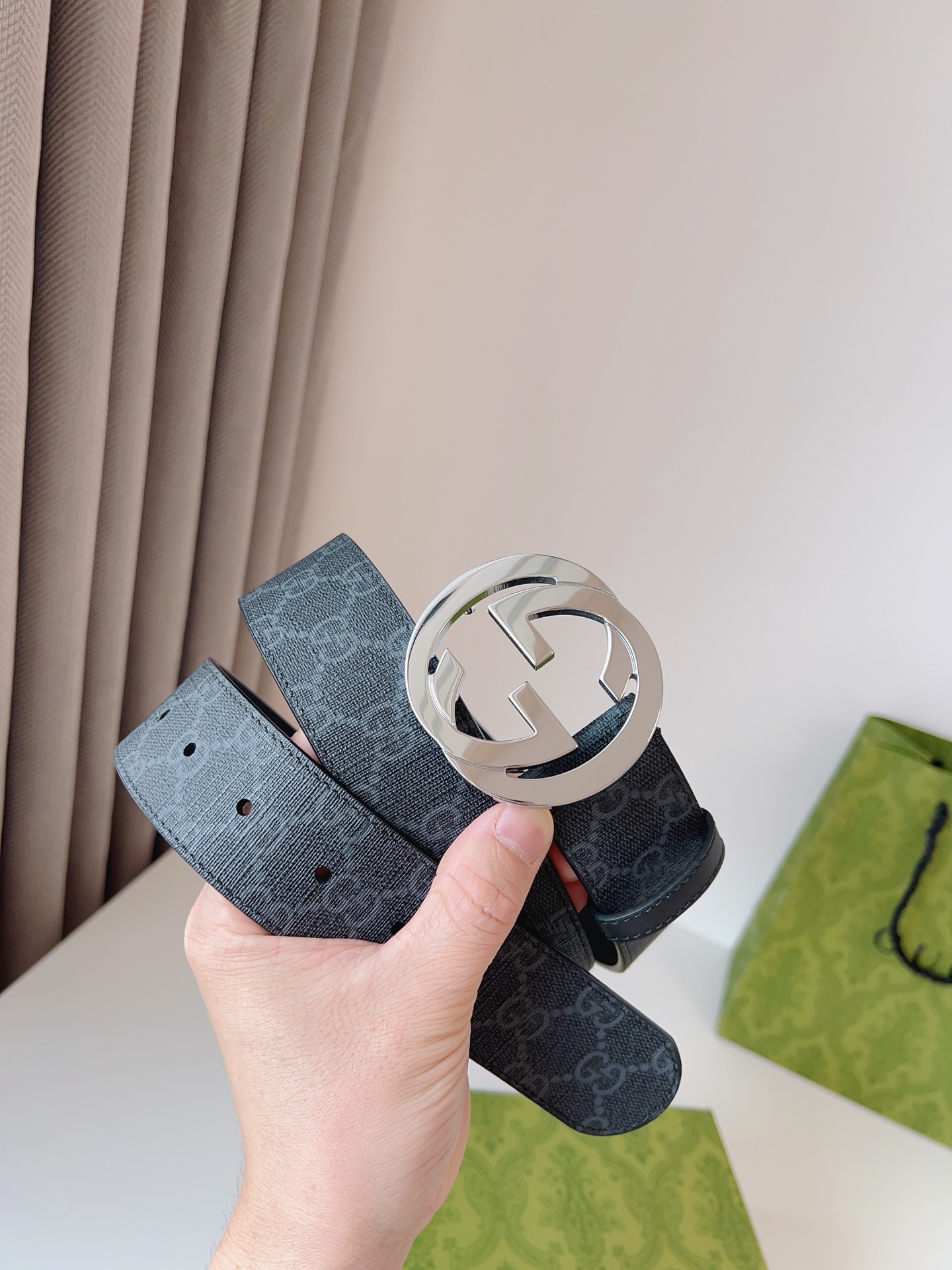 Gucci Leather Belt Canvas S-m