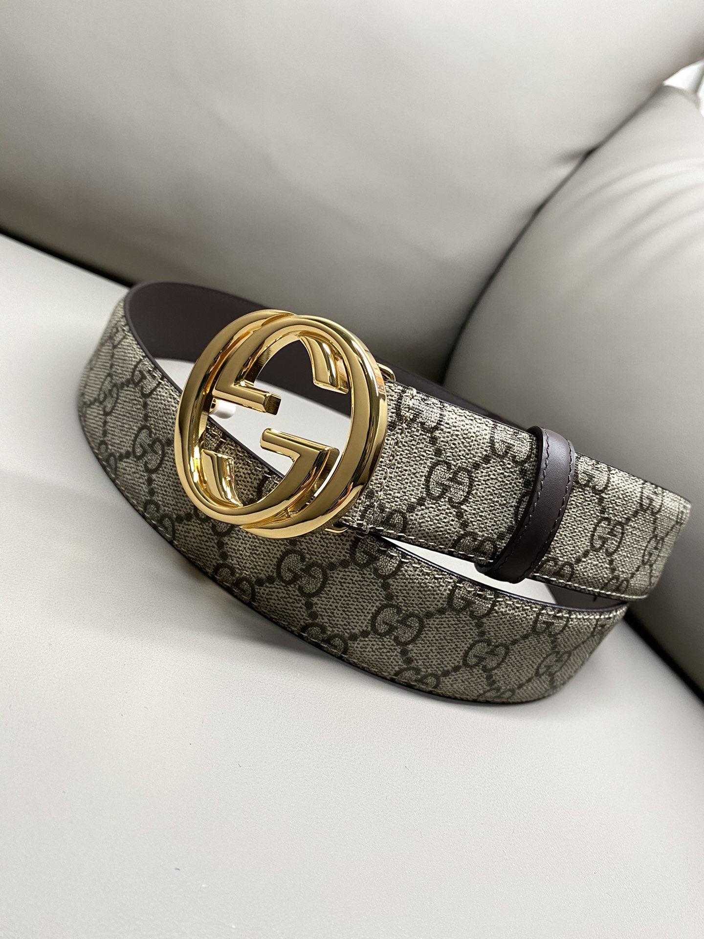 Gucci Basic Belt Canvas Gold S-m