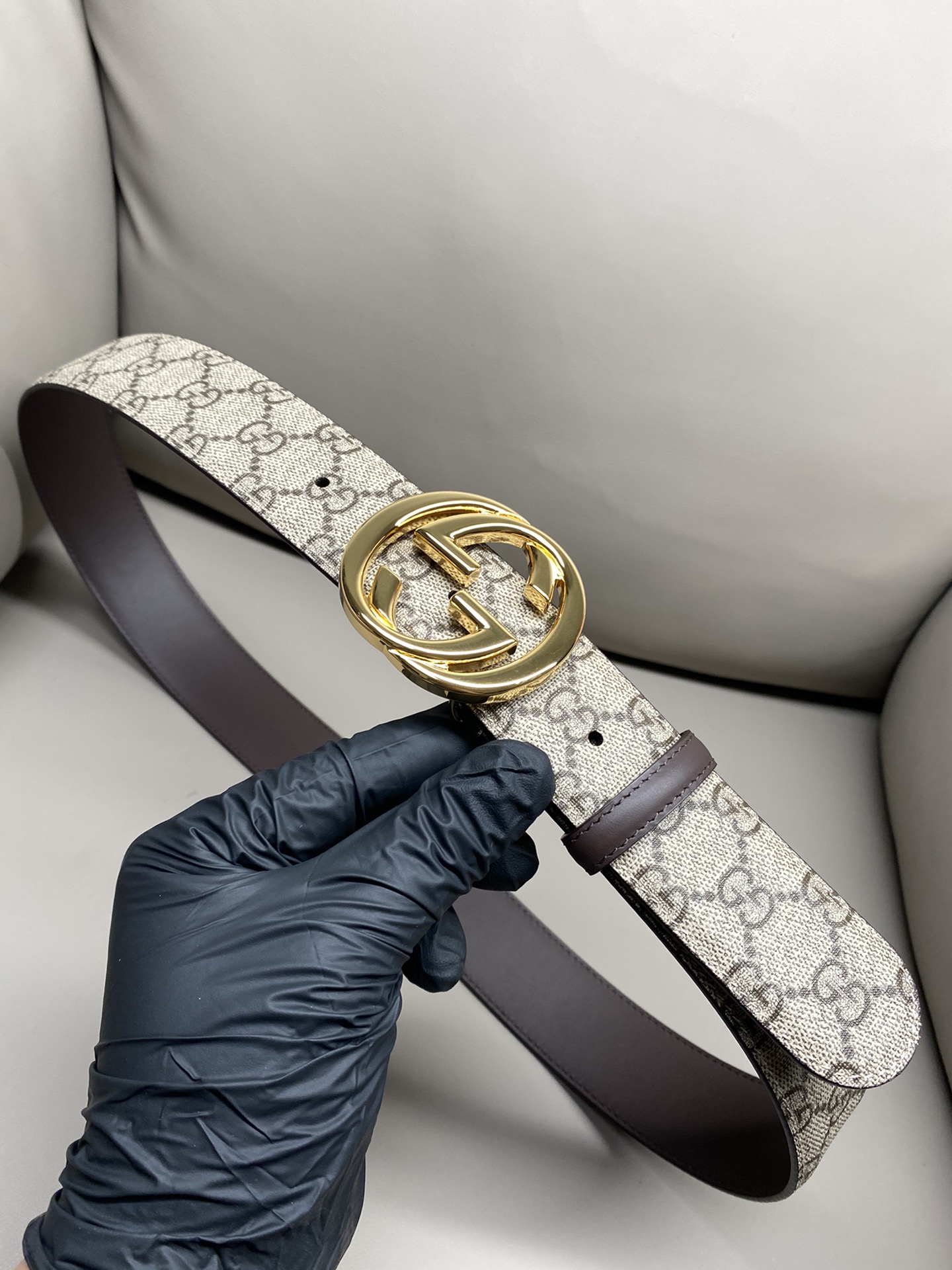 Gucci Basic Belt Canvas Gold S-m