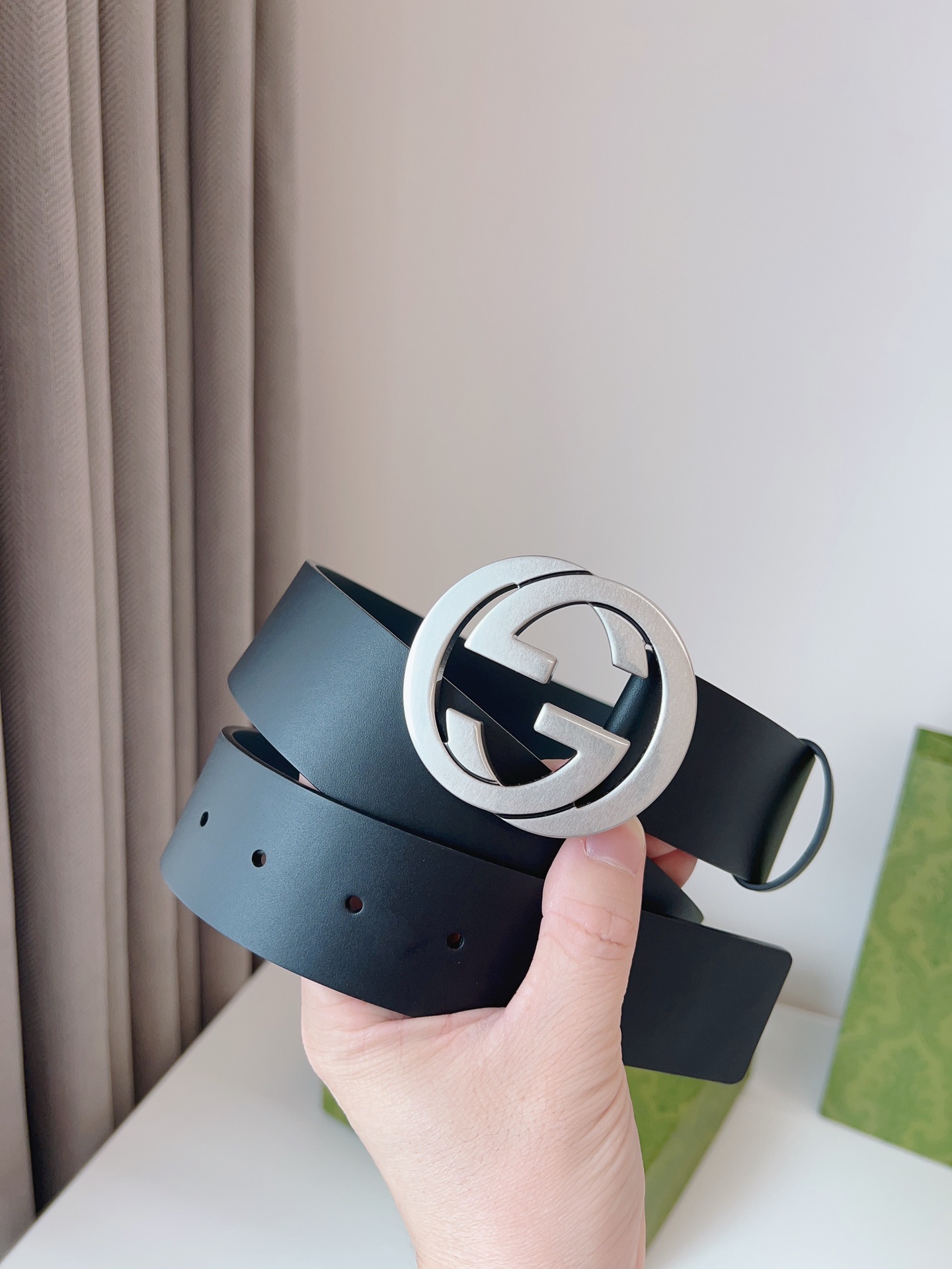 Gucci Leather Belt Cow Leather Black M