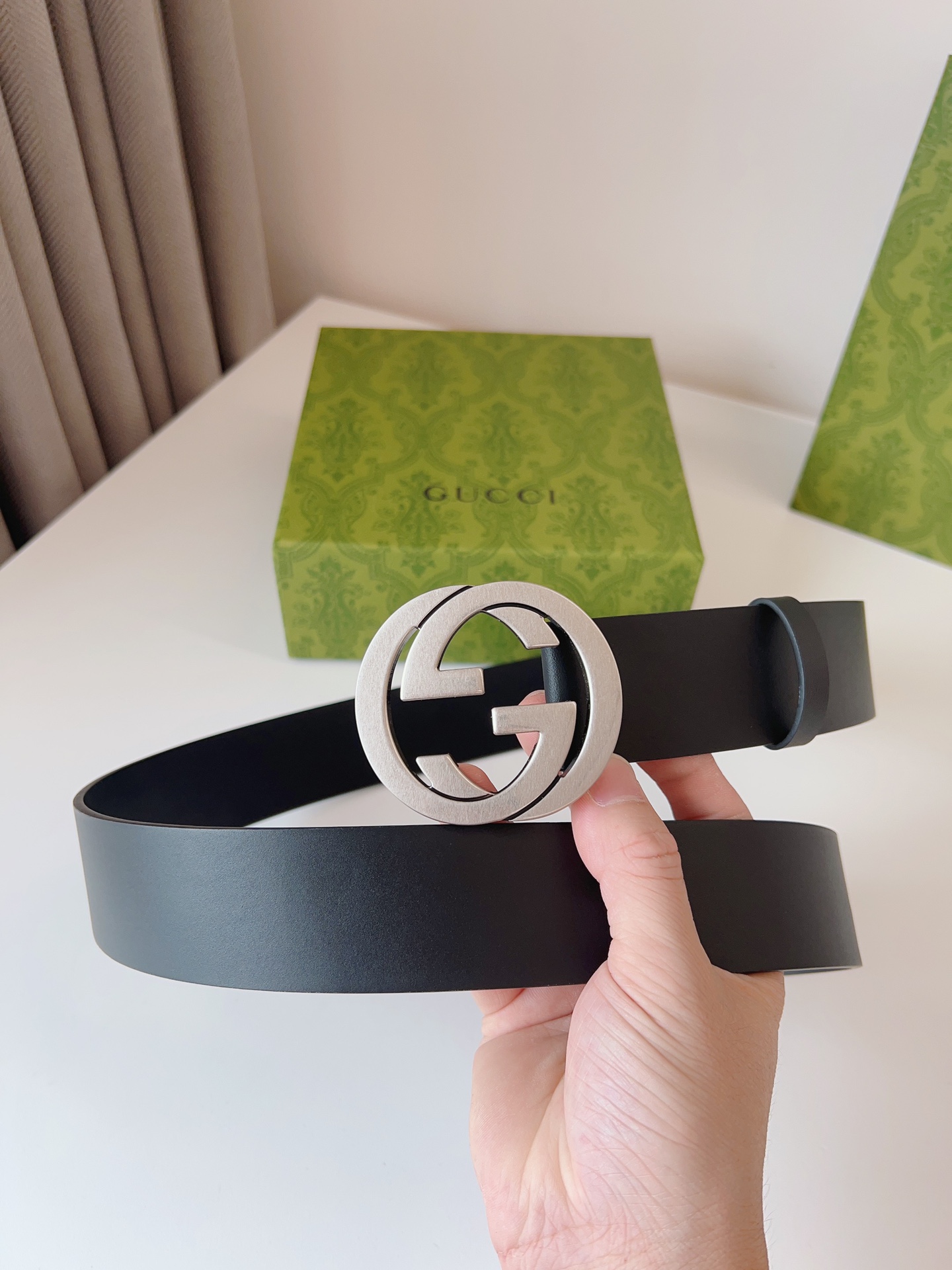 Gucci Leather Belt Cow Leather Black M