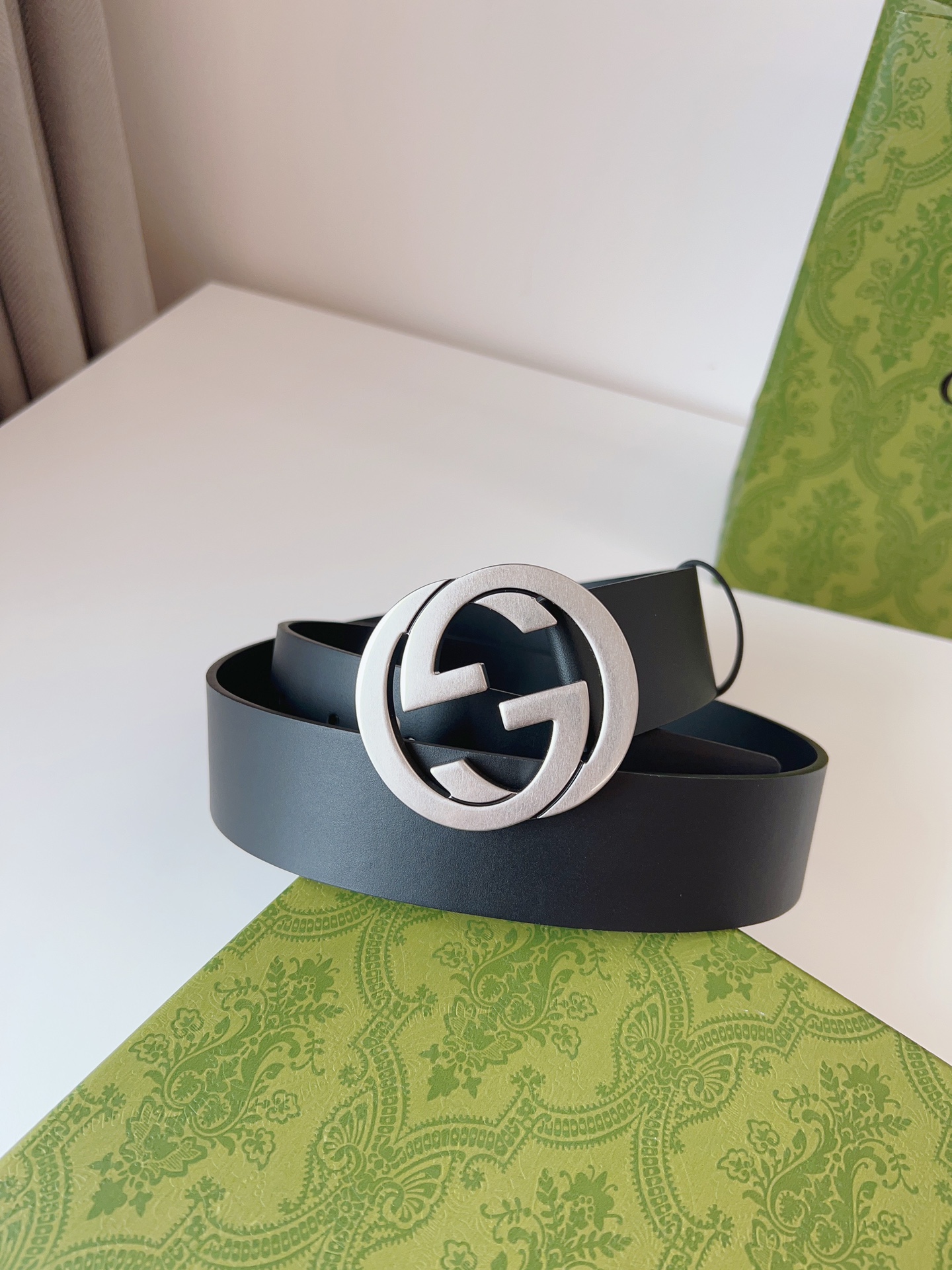 Gucci Leather Belt Cow Leather Black M