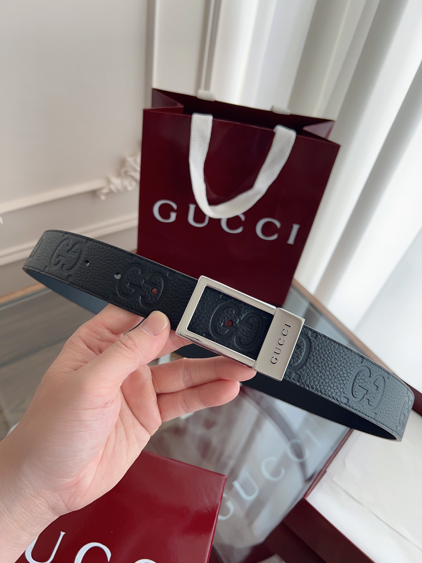Gucci Male Basic Belt Canvas Black