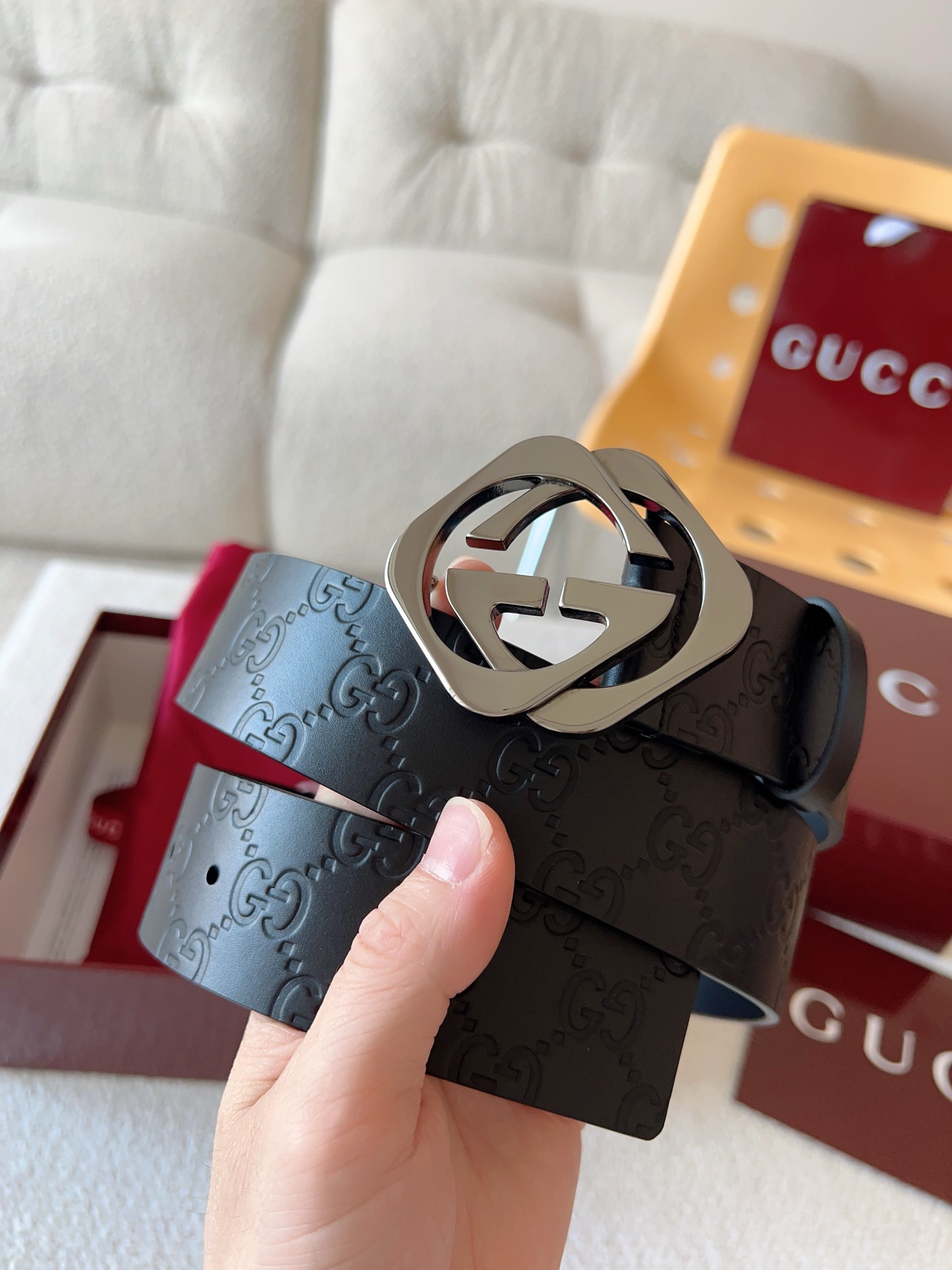 Gucci Leather Belt Top Grain Leather S-m