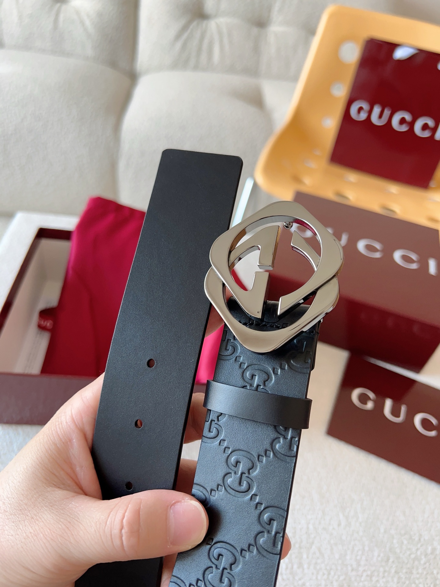 Gucci Leather Belt Top Grain Leather S-m