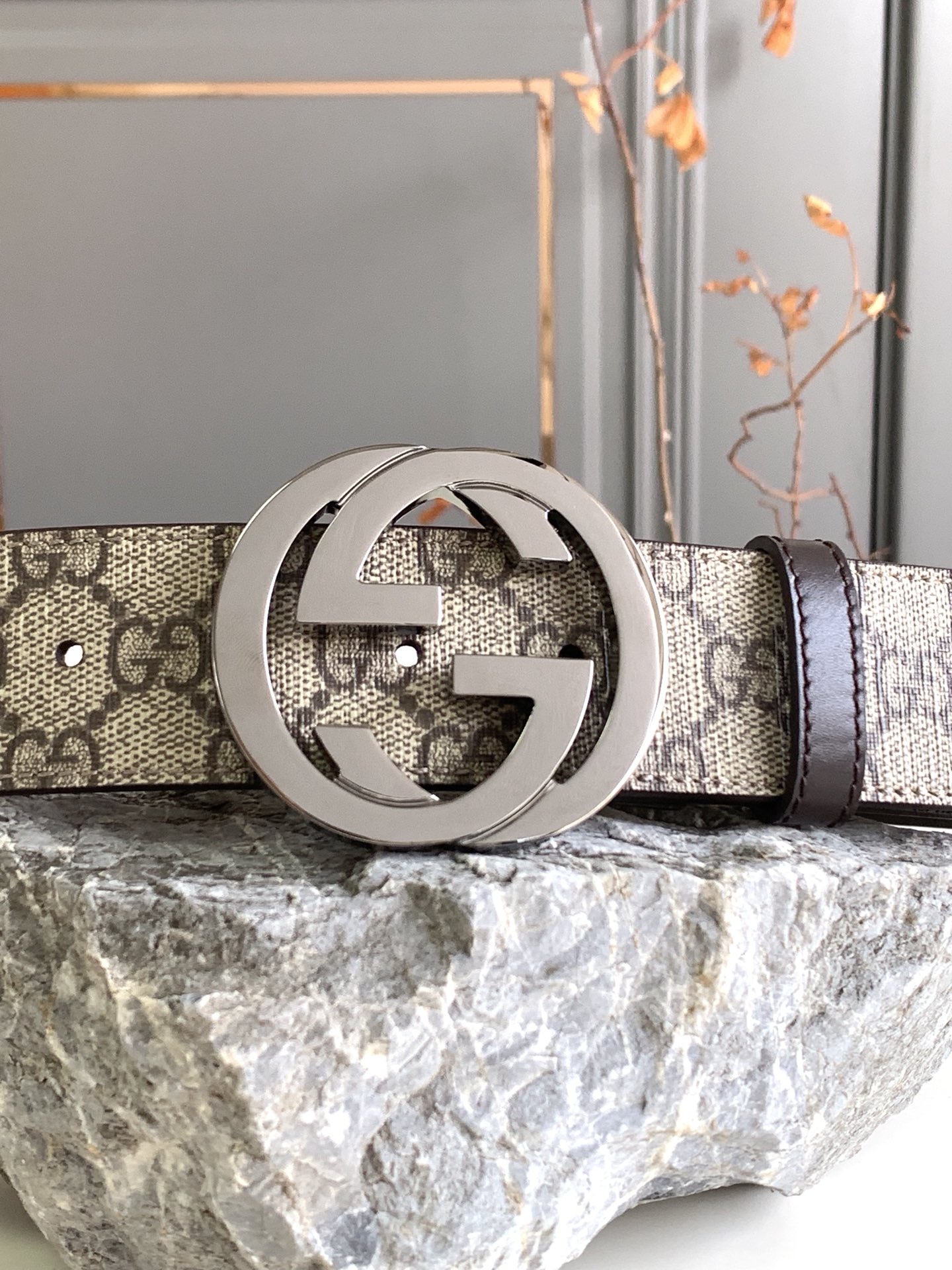 Gucci Leather Belt Cow Leather Black M