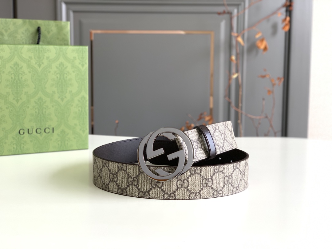 Gucci Leather Belt Cow Leather Black M